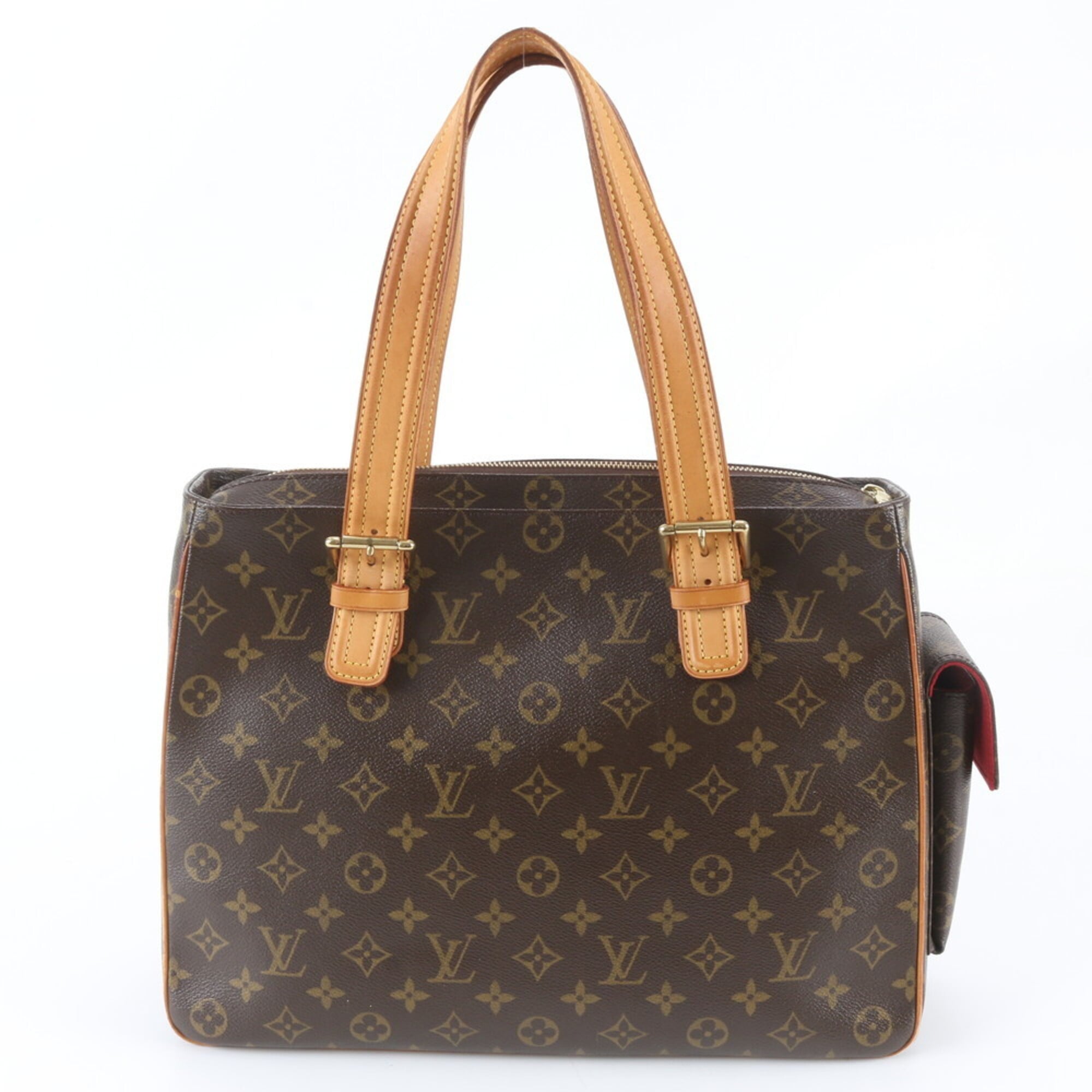 Louis Vuitton Brown Leather Coated Canvas Shoulder Bag Tote Bag (Pre-Owned)