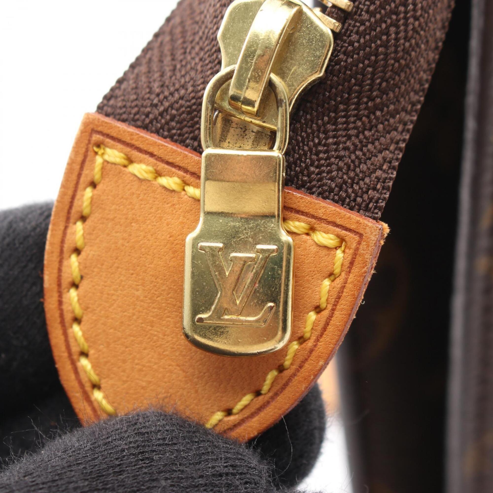 Louis Vuitton Brown Coated Canvas Leather Handbag Shoulder Bag (Pre-Owned)