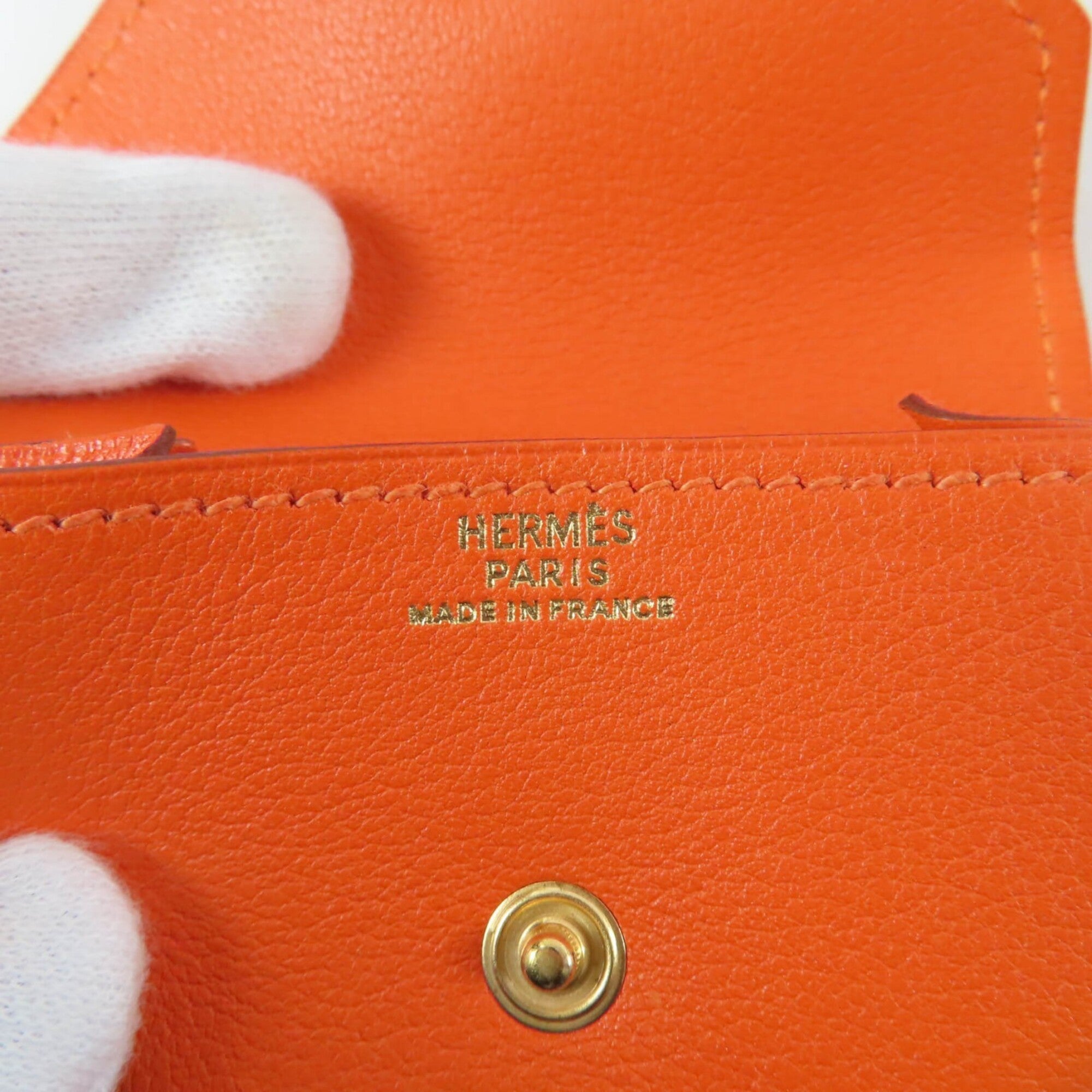 Hermes Orange Leather Coin Purse/Coin Case (Pre-Owned)