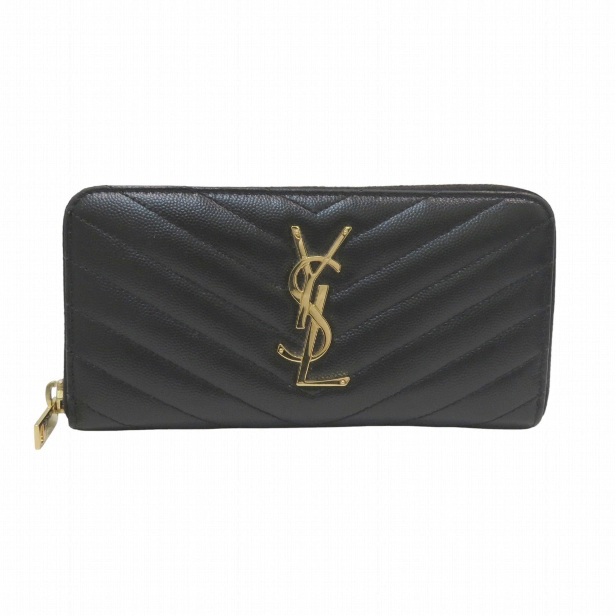 Yves Saint Laurent Black Leather Long Wallet (Bi-Fold) (Pre-Owned)
