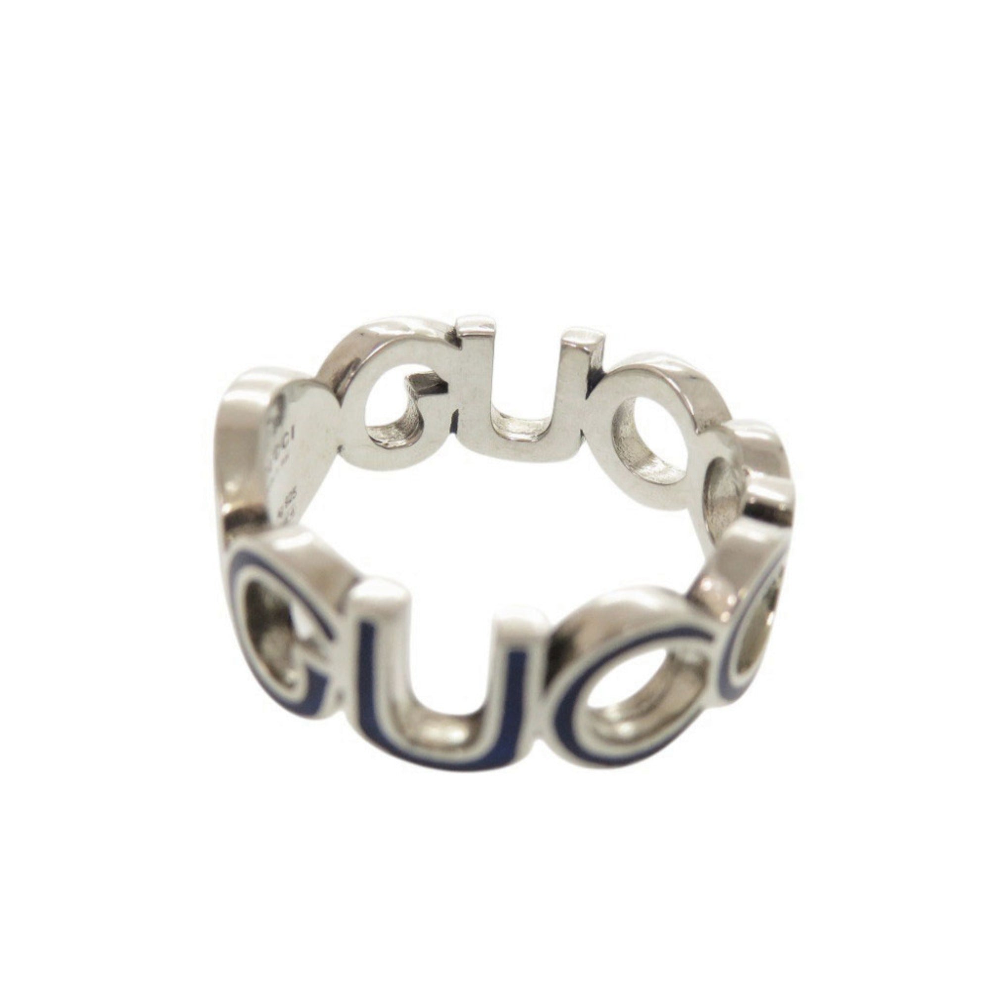 Gucci Silver Blue Silver 925 Band Ring (Pre-Owned)