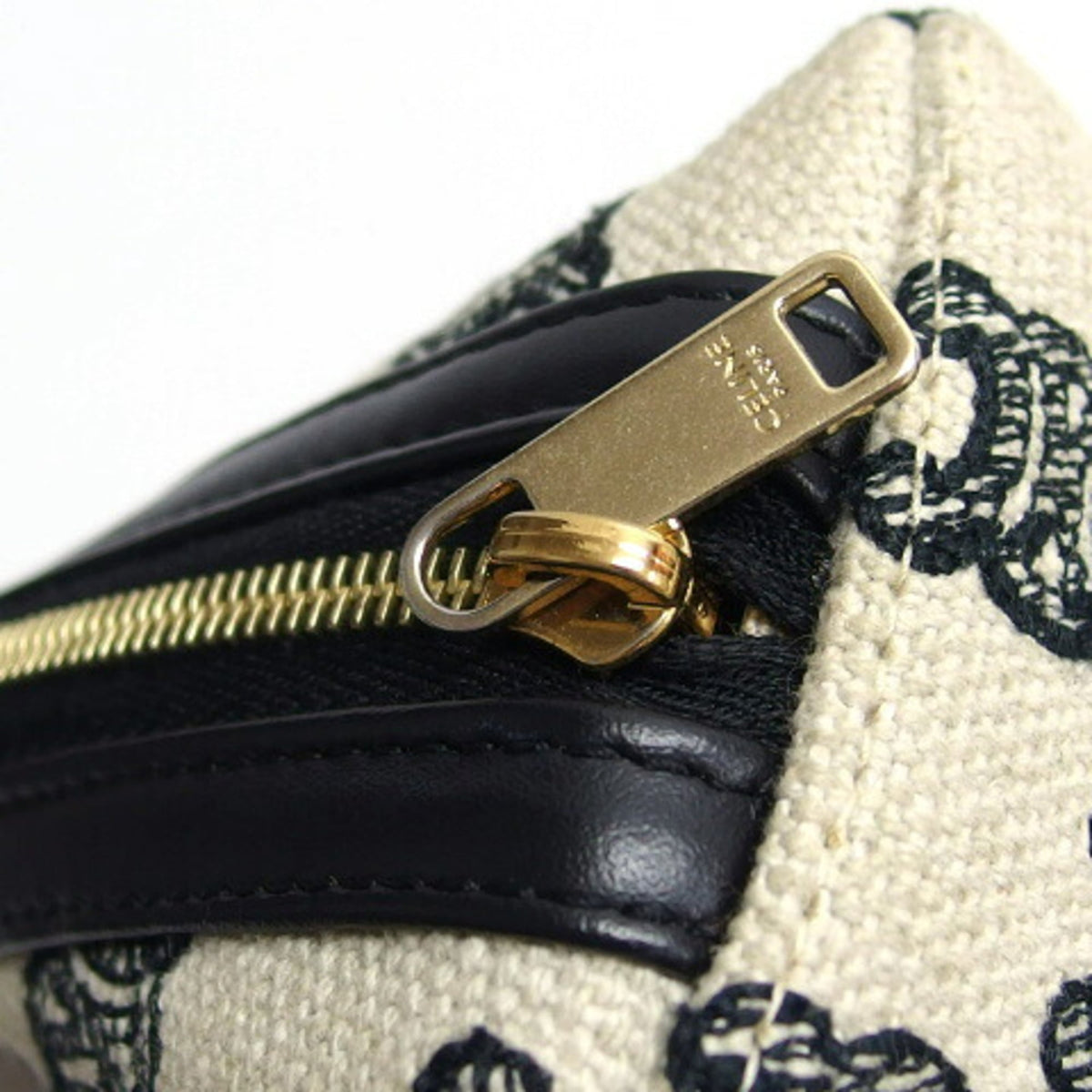 Celine Black Ivory White Canvas Leather Shoulder Bag (Pre-Owned)