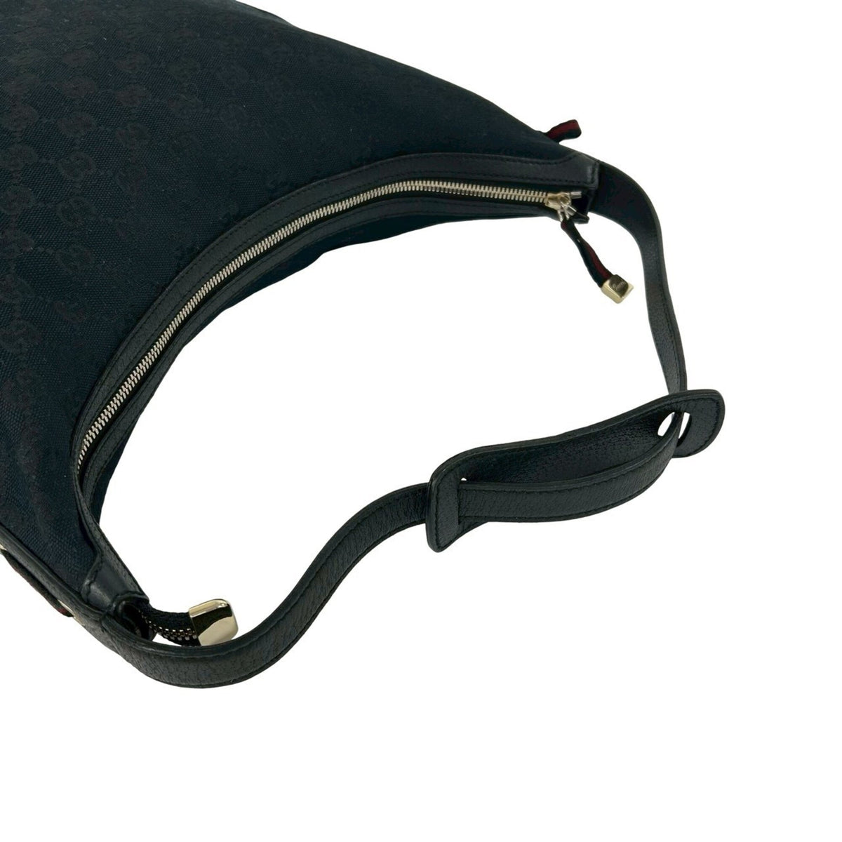 Gucci Black Navy Canvas Leather Shoulder Bag (Pre-Owned)