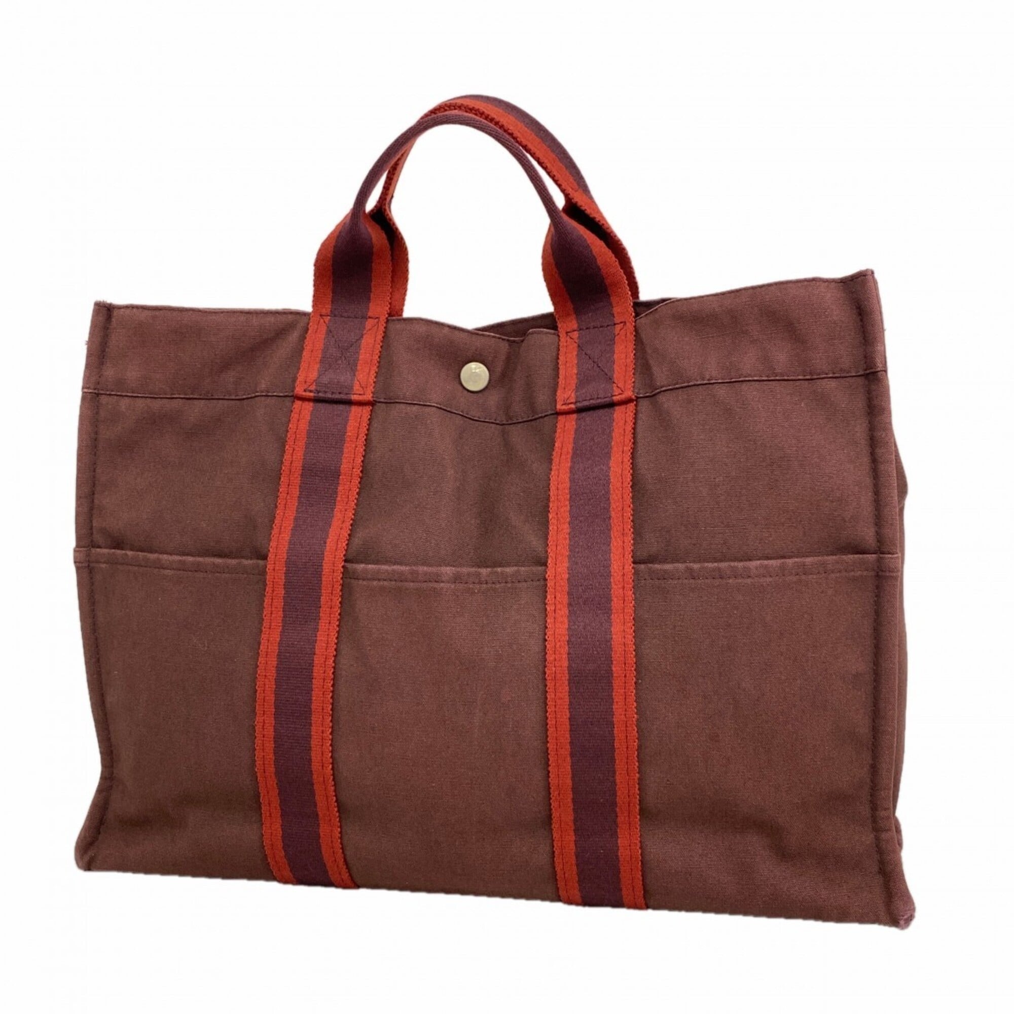Hermes Brown Canvas Tote Bag (Pre-Owned)
