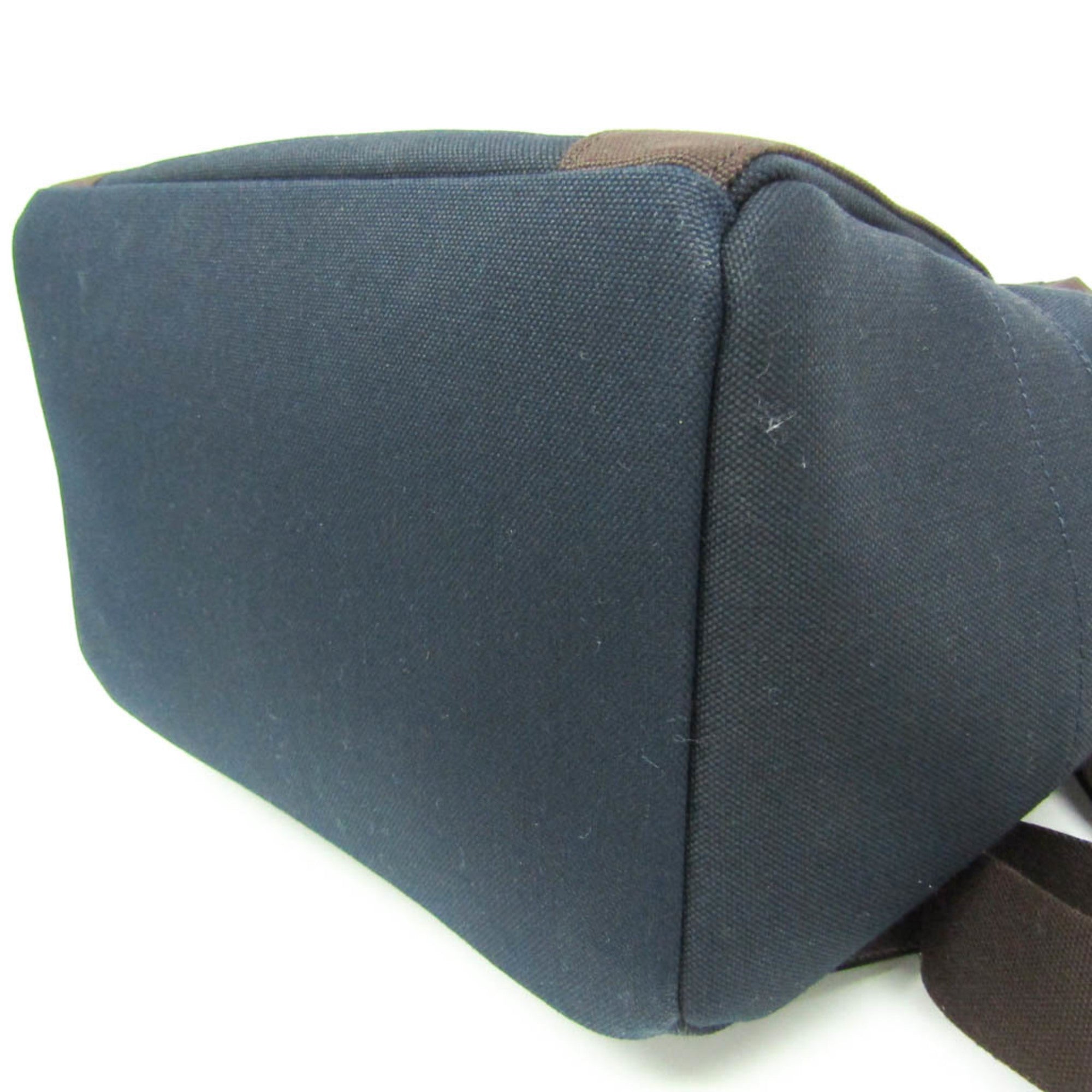 Hermes Navy Toile Chevron Leather Backpack (Pre-Owned)