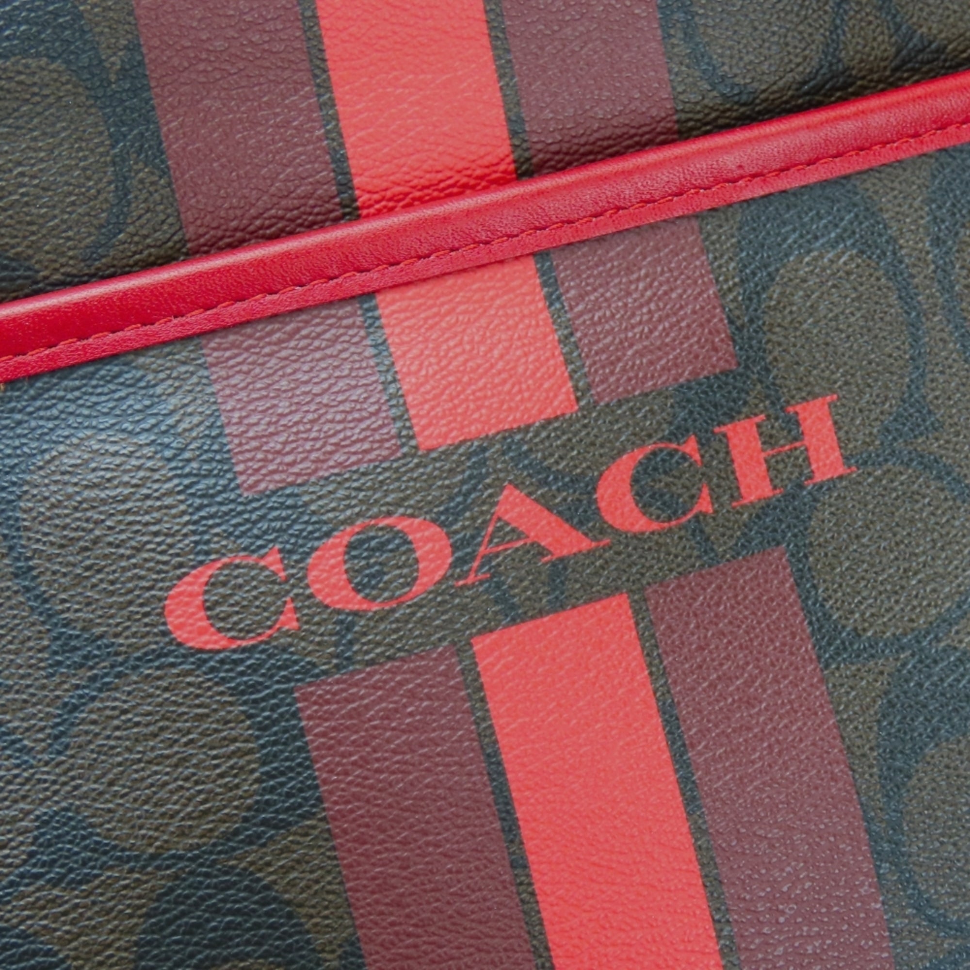 Coach Signature Dark Brown Red Color Pvc Leather Shoulder Bag (Pre-Owned)