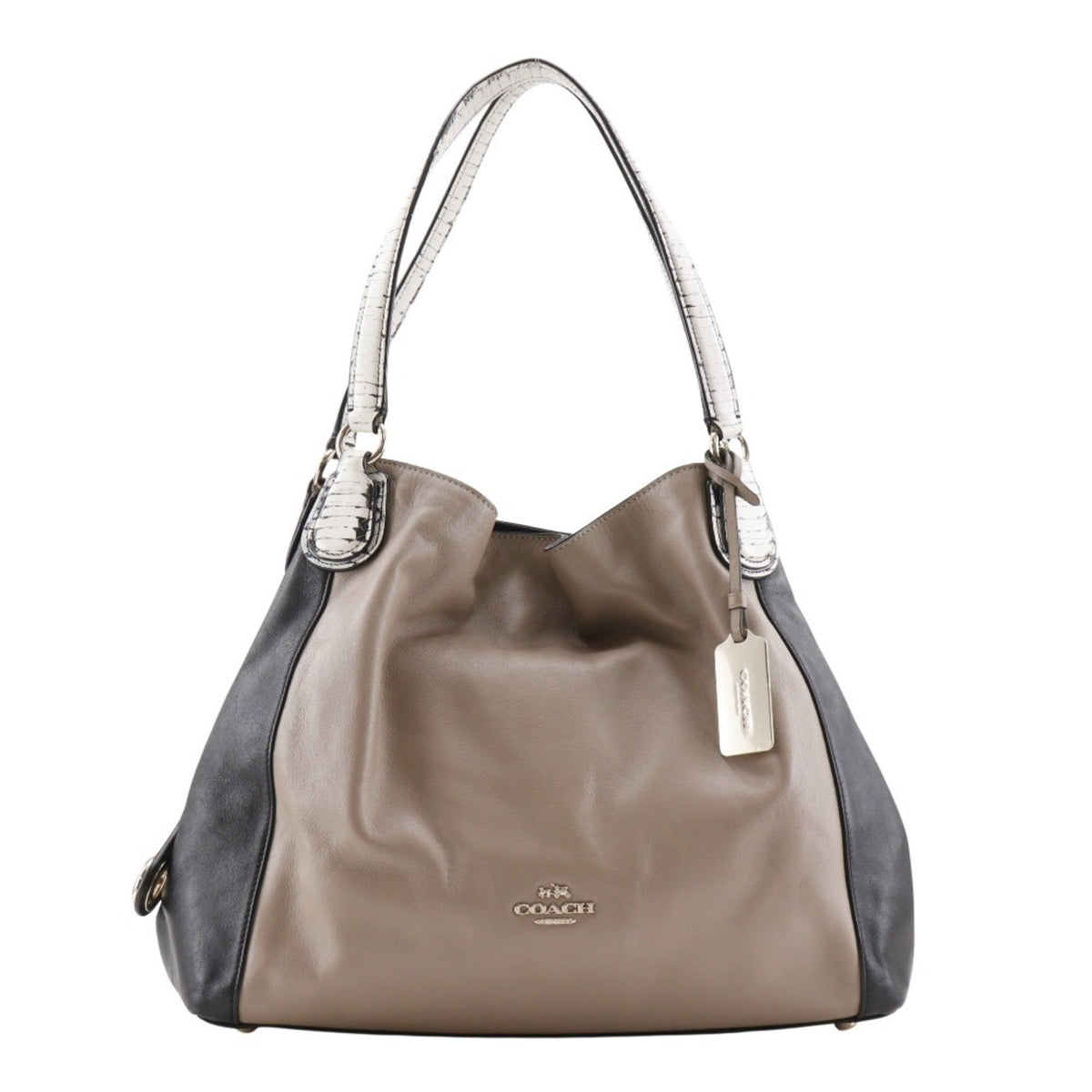 Coach Beige Black Leather Tote Bag (Pre-Owned)