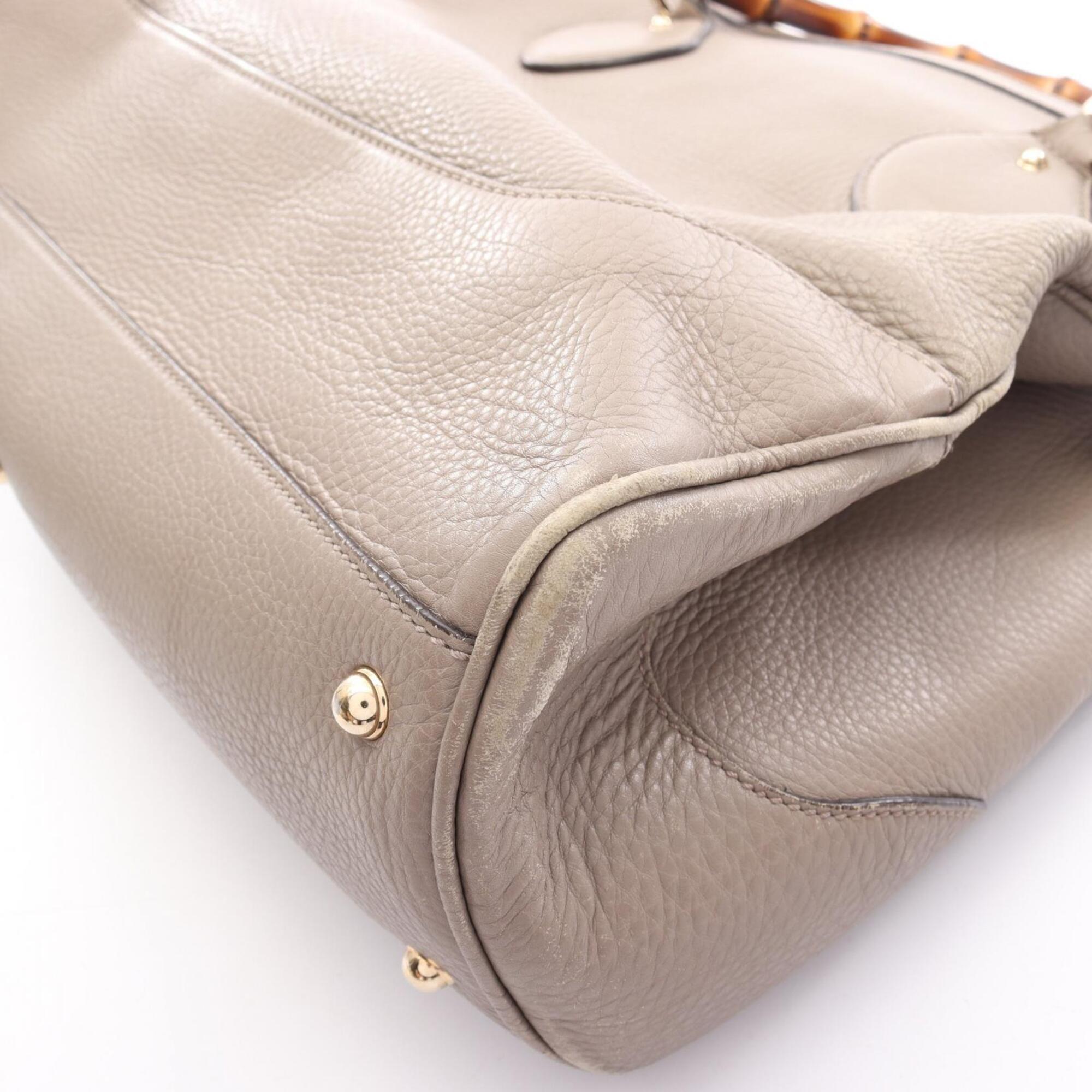 Gucci Beige Leather Handbag Tote Bag (Pre-Owned)