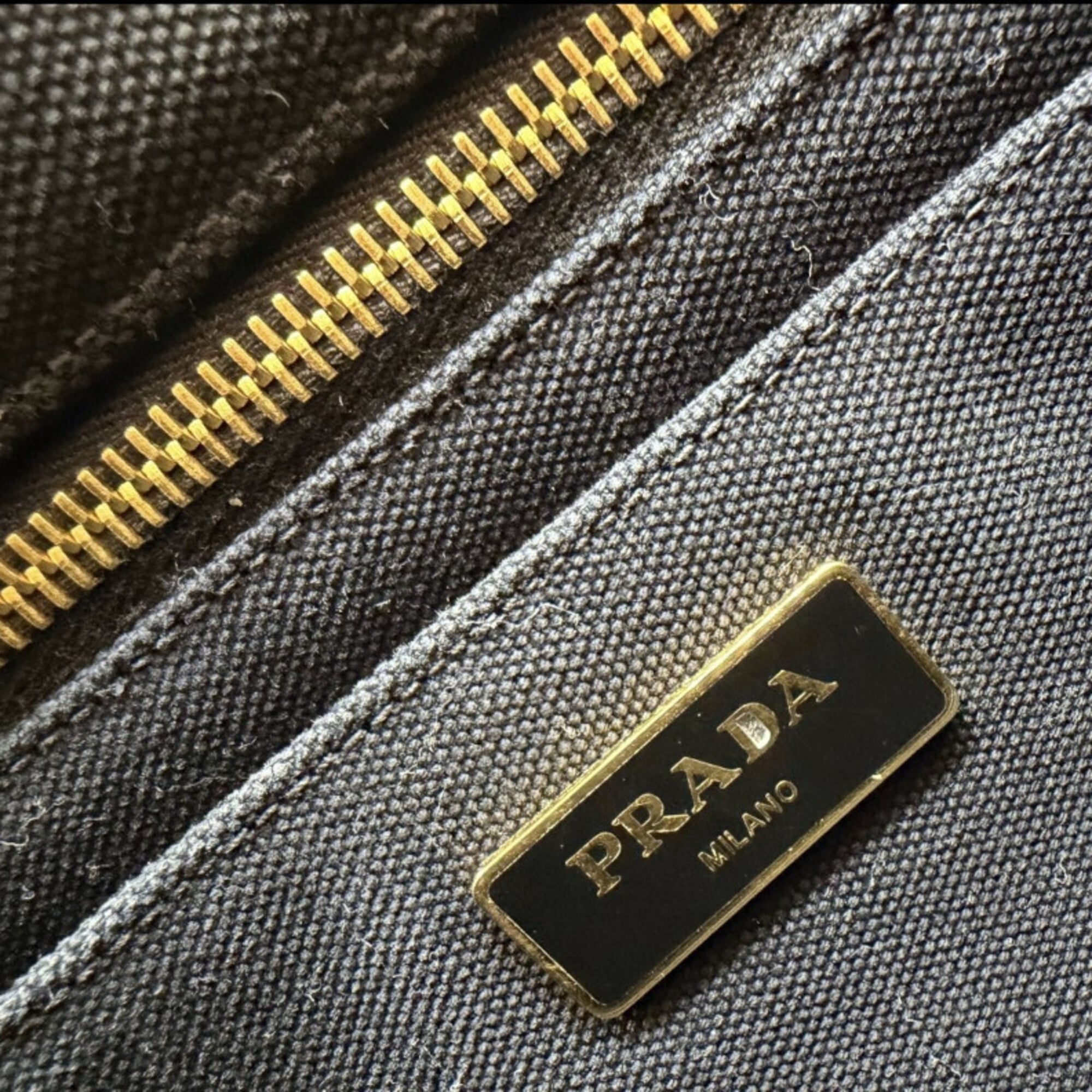 Prada Black Canvas Handbag Shoulder Bag (Pre-Owned)