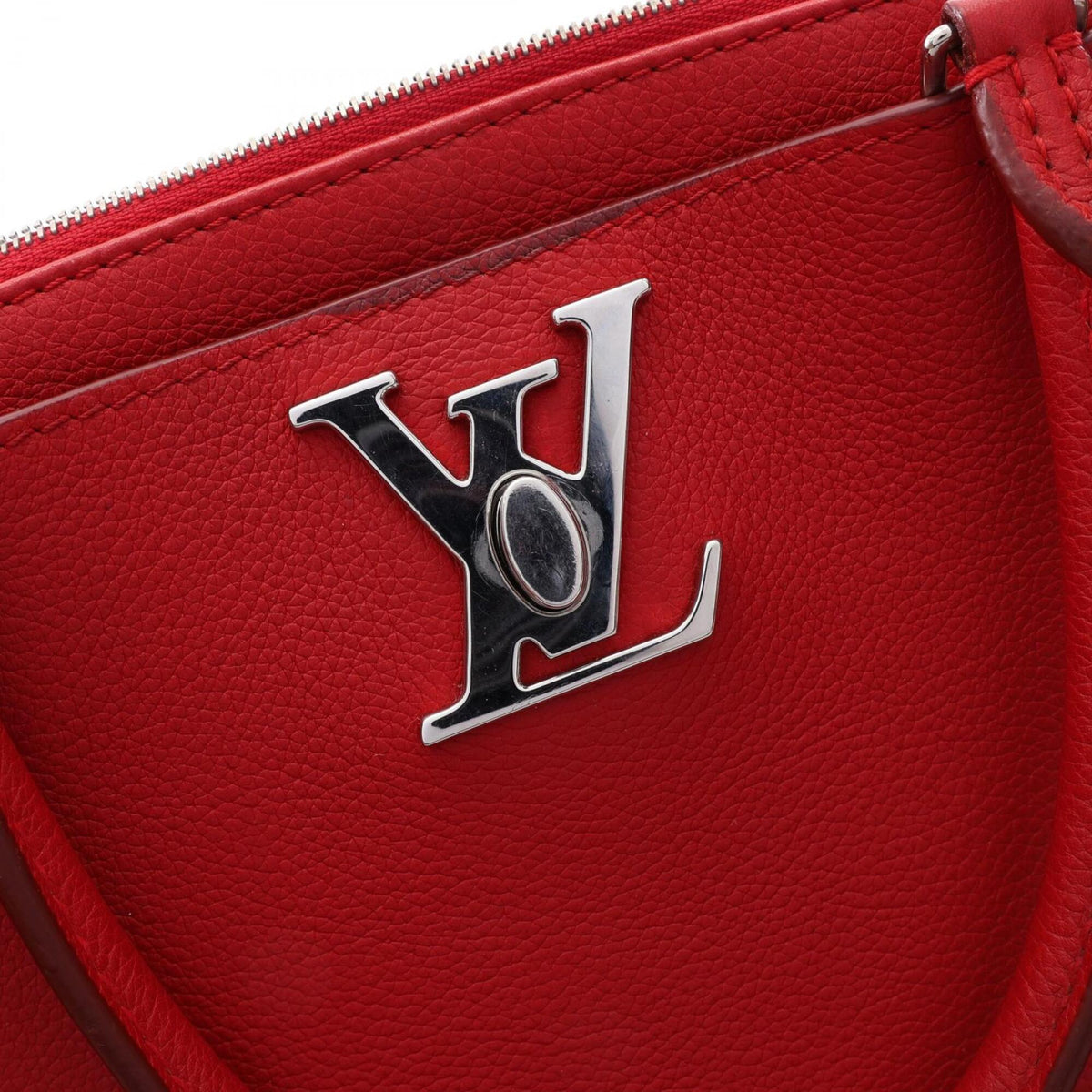 Louis Vuitton Red Color Leather Handbag Tote Bag (Pre-Owned)