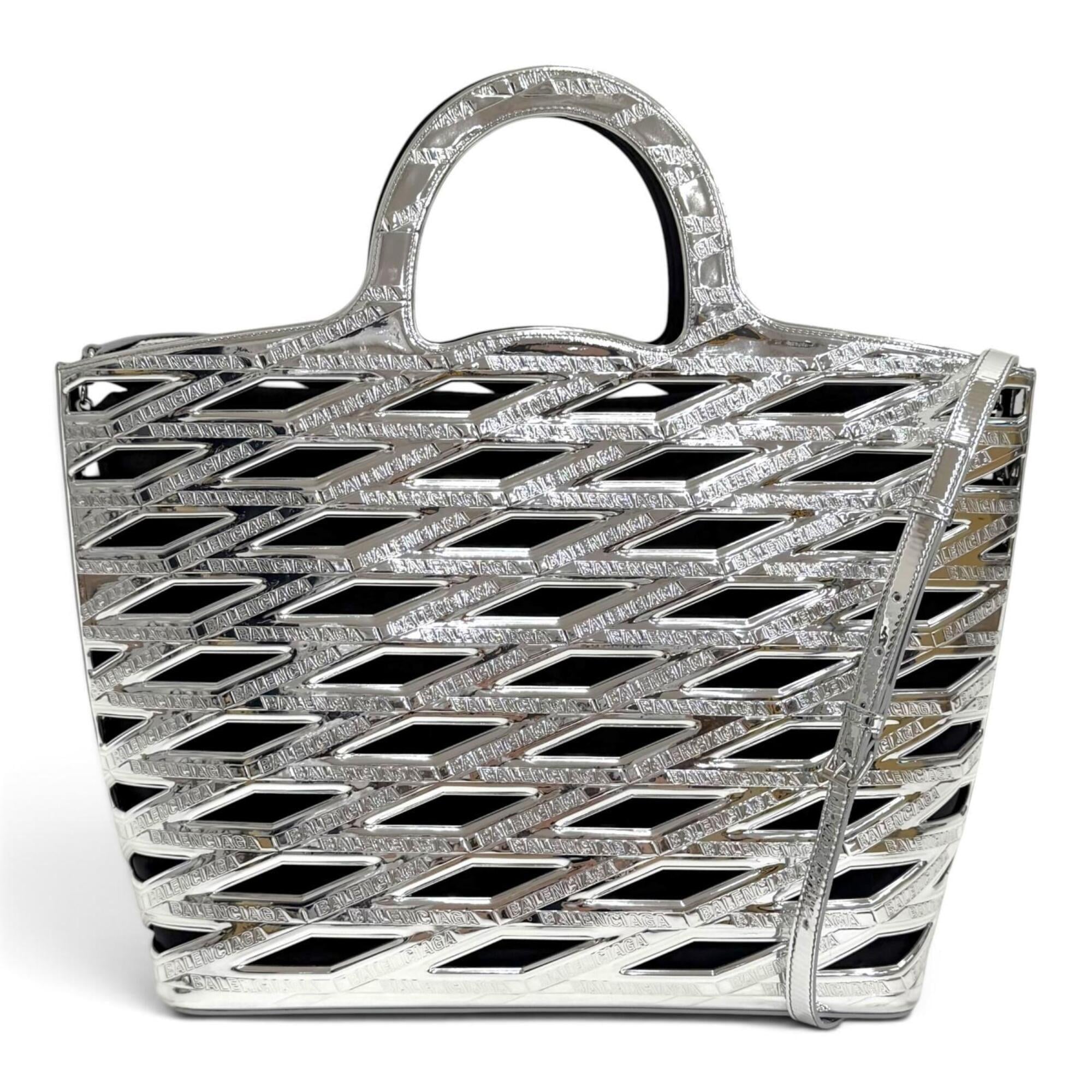 Balenciaga Black Silver Basket Shoulder Bag Tote Bag (Pre-Owned)