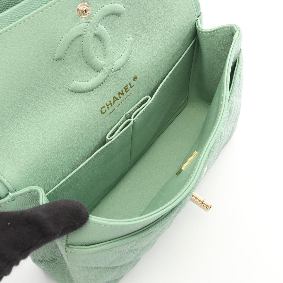 Chanel Matelasse Green Grained Calfskin Handbag Shoulder Bag (Pre-Owned)