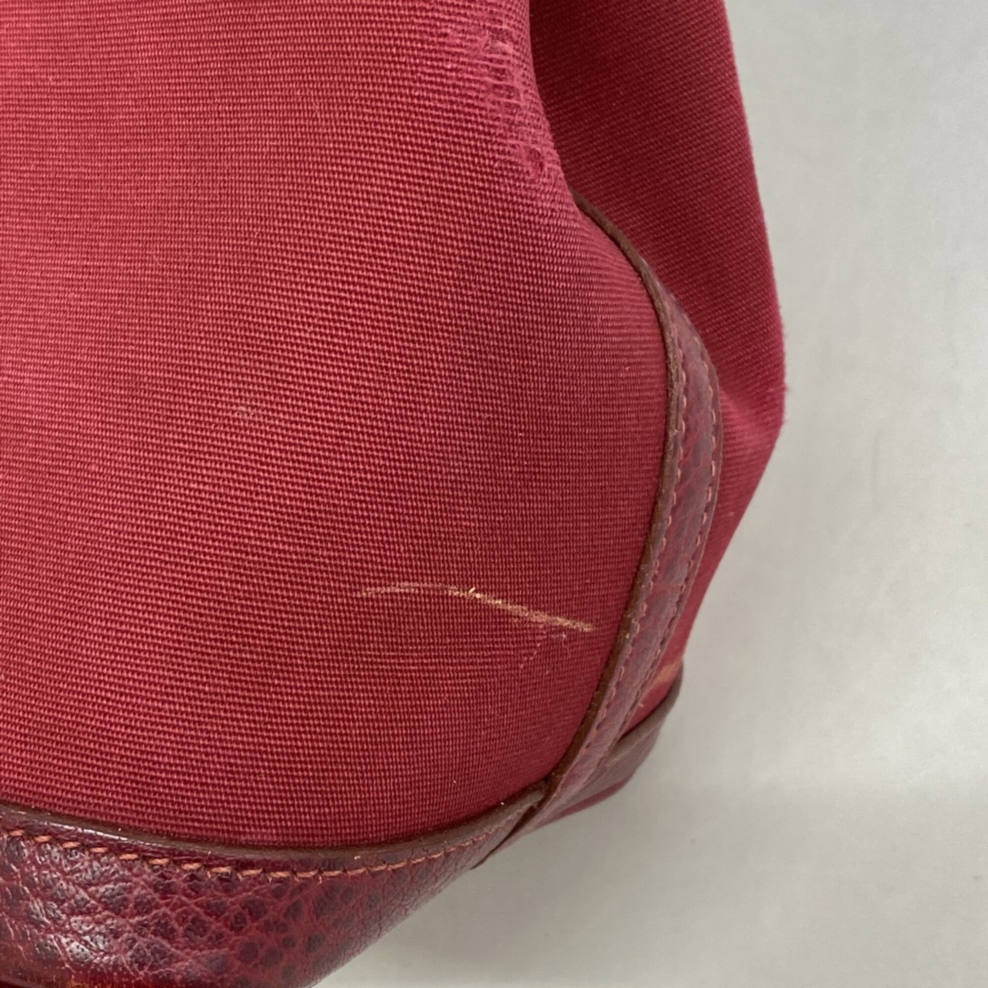 Hermes Red Color Toile Officier Handbag (Pre-Owned)