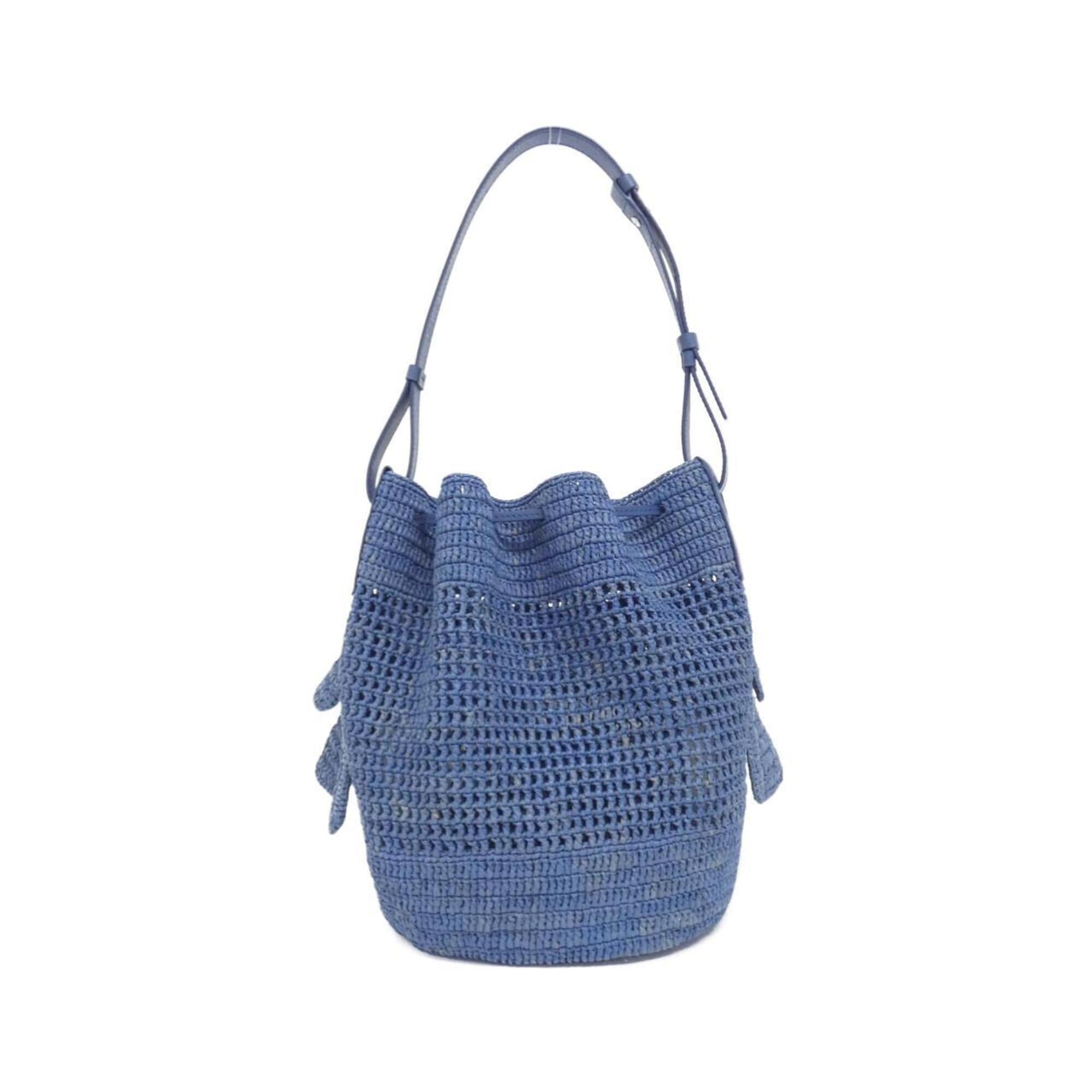 Loewe Blue Raffia Leather Handbag Shoulder Bag (Pre-Owned)