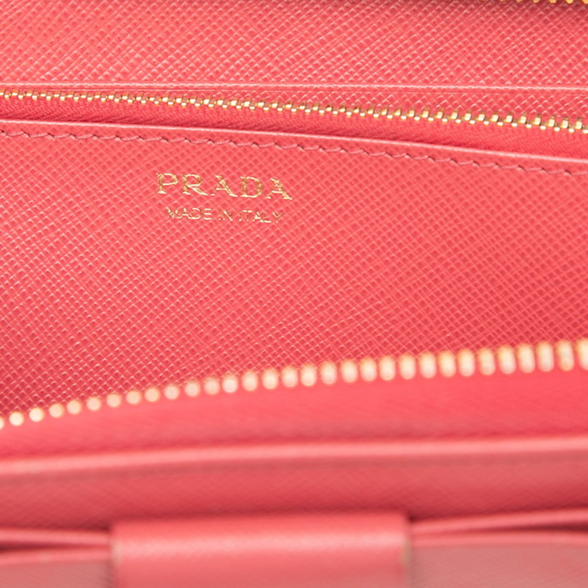 Prada Pink Leather Long Wallet (Bi-Fold) (Pre-Owned)