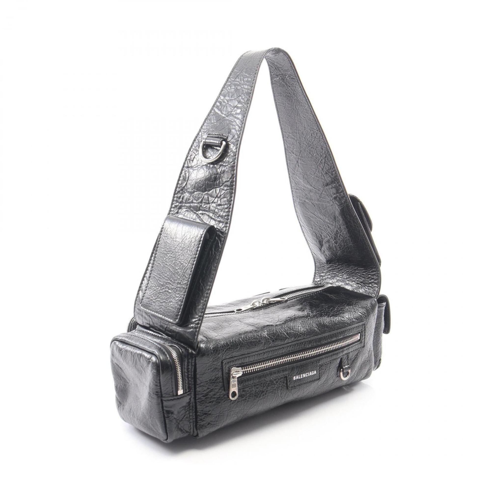 Balenciaga Black Leather Handbag Shoulder Bag (Pre-Owned)