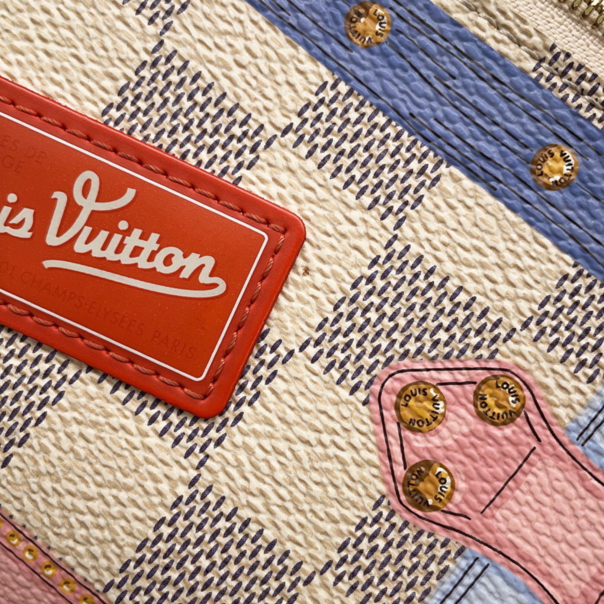 Louis Vuitton Damier Azur Rose Ballerine Damier Azur Chain/Shoulder Wallet (Pre-Owned)