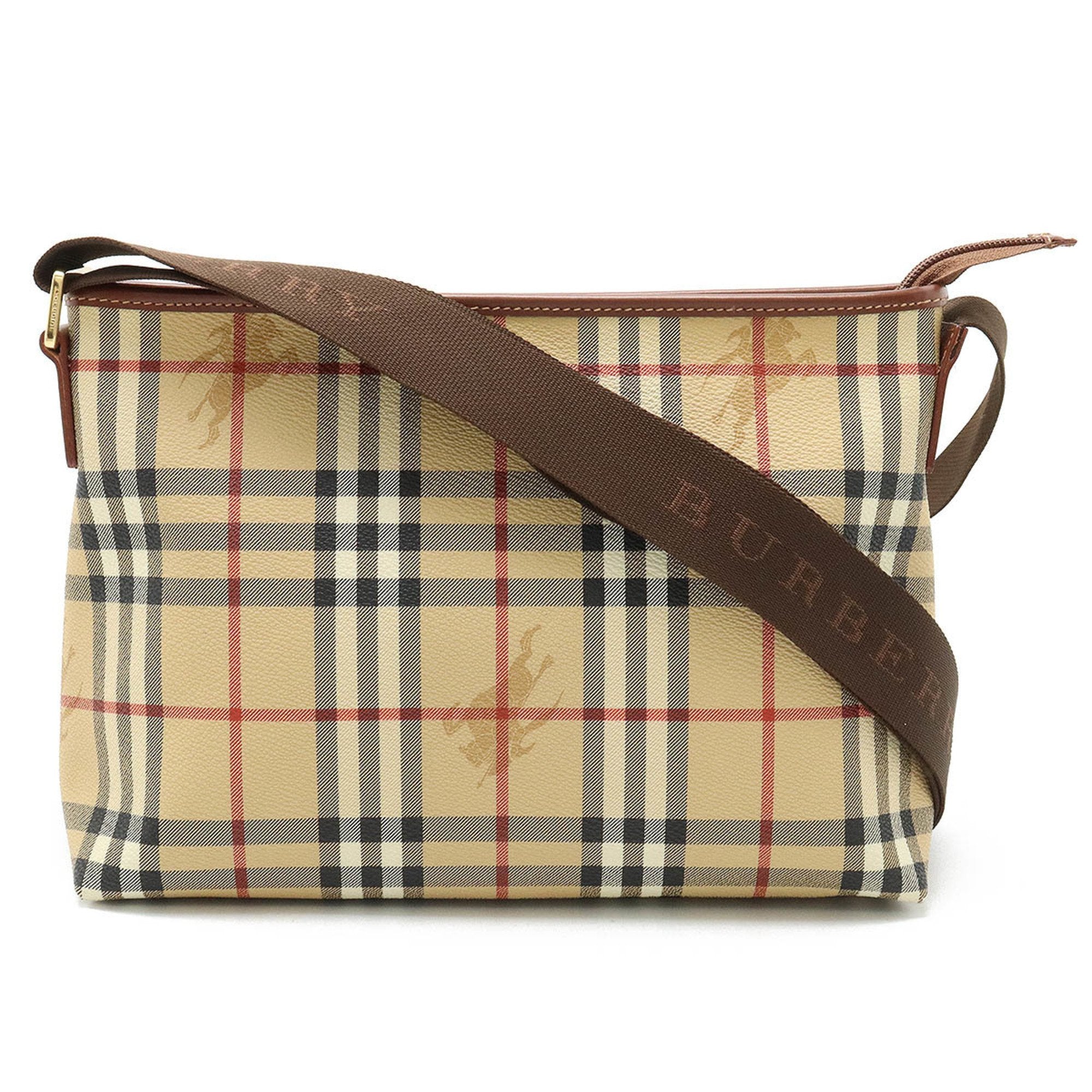 Burberry Beige Black Brown Red Color Pvc Leather Shoulder Bag (Pre-Owned)