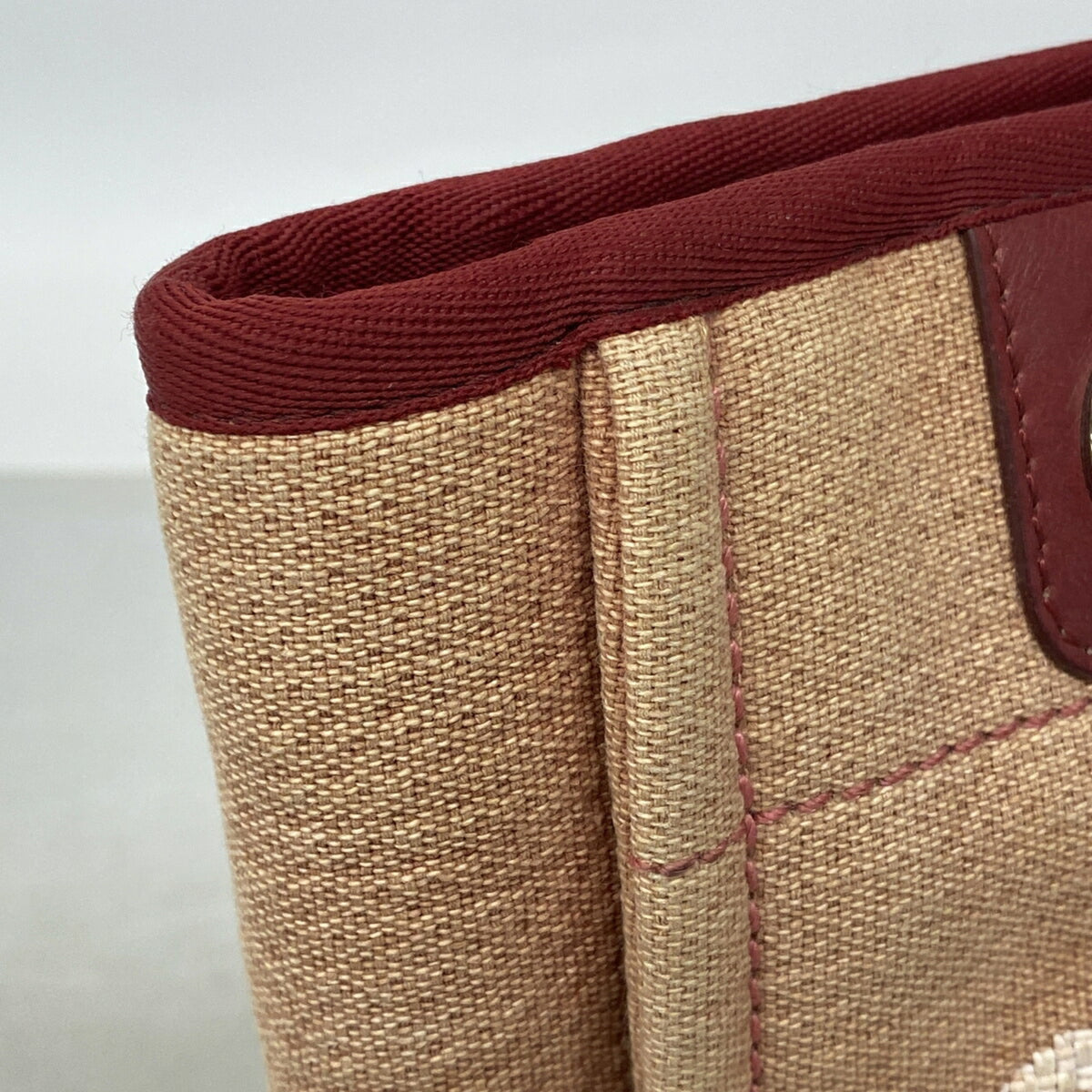 Chanel Red Color Canvas Tote Bag (Pre-Owned)