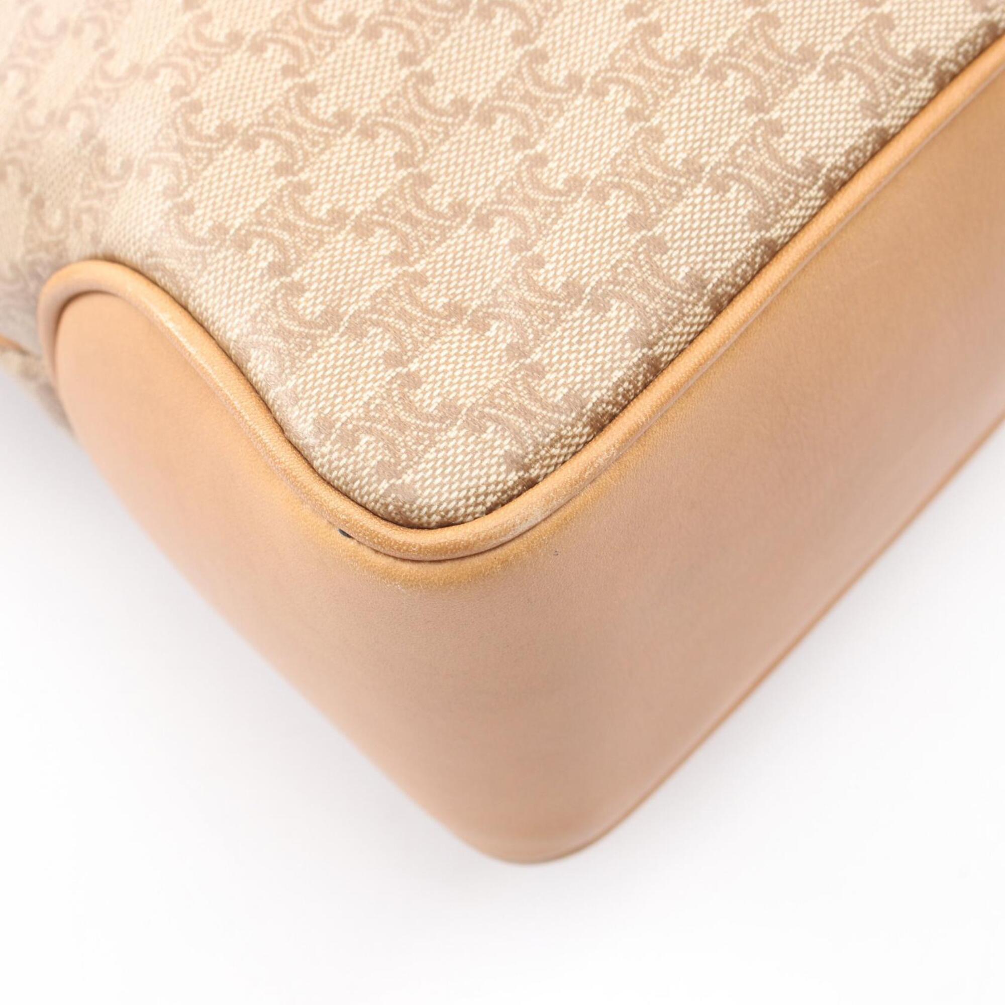 Celine Beige Brown Coated Canvas Leather Handbag Shoulder Bag (Pre-Owned)