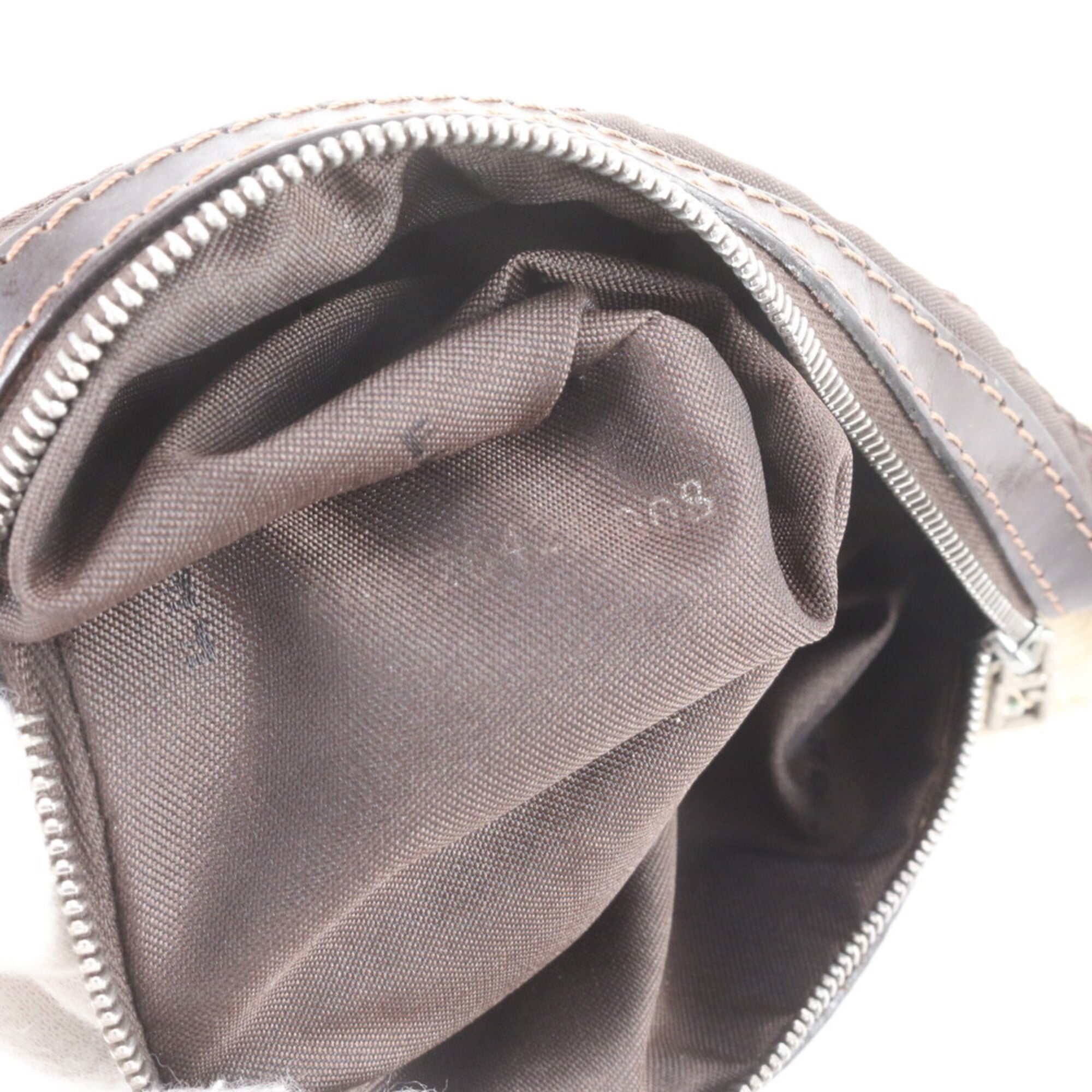 Fendi Beige Leather Canvas Handbag Shoulder Bag (Pre-Owned)