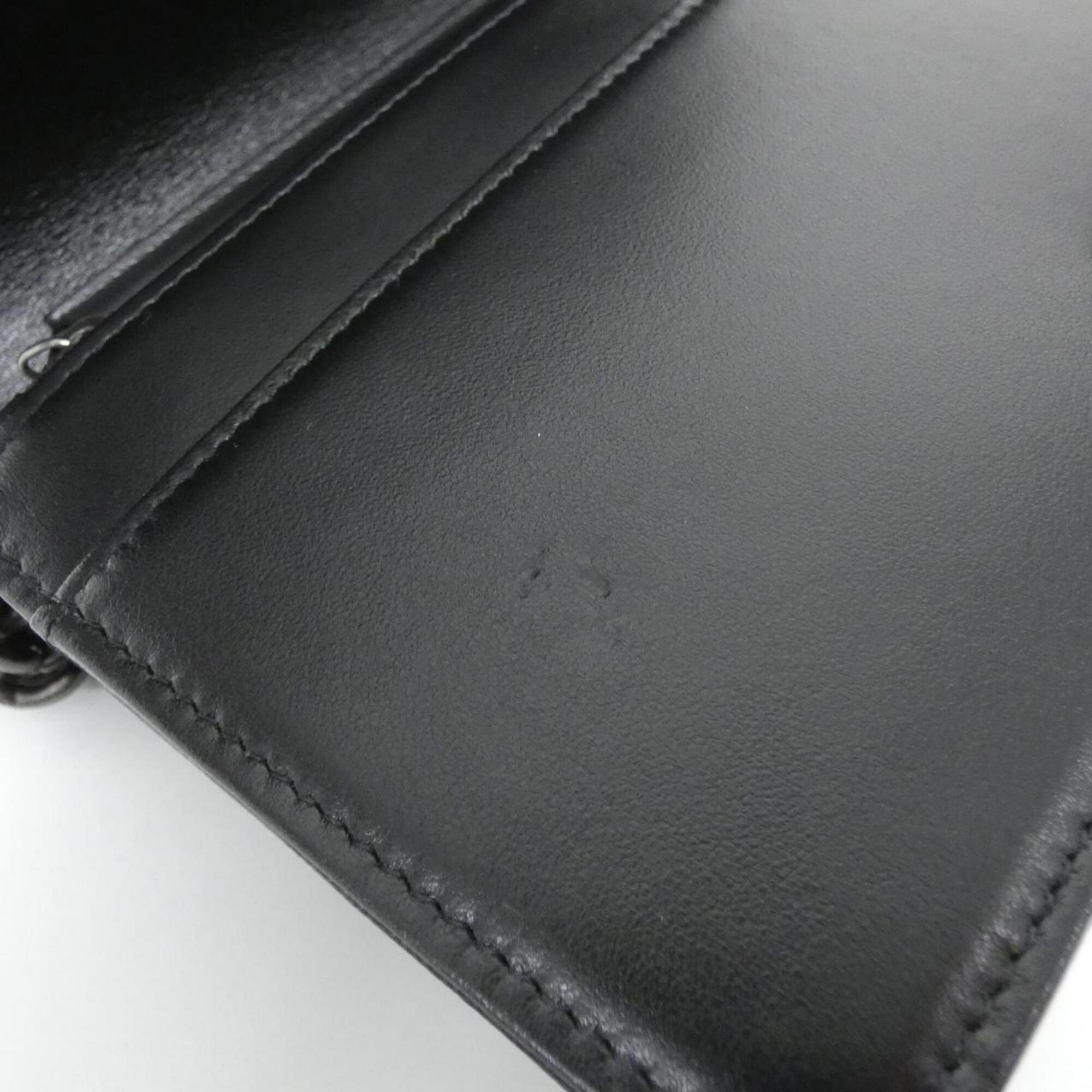 Chanel Black Grained Calfskin Chain/Shoulder Wallet (Pre-Owned)