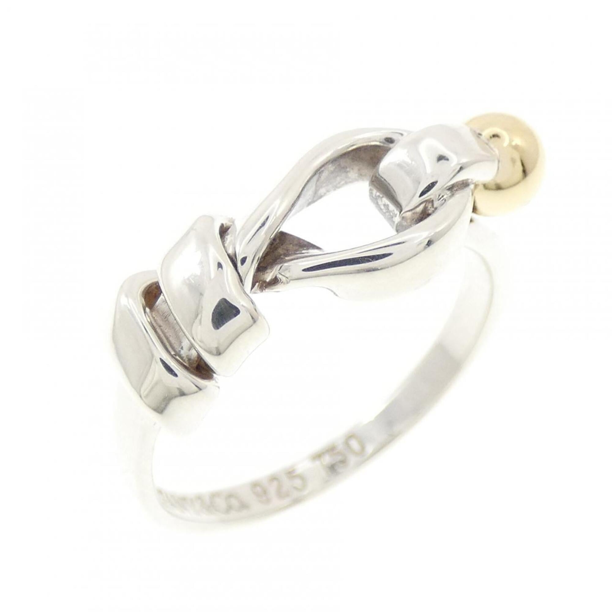 Tiffany Silver Yellow Gold Yellow Gold (18K) Silver 925 Band Ring (Pre-Owned)