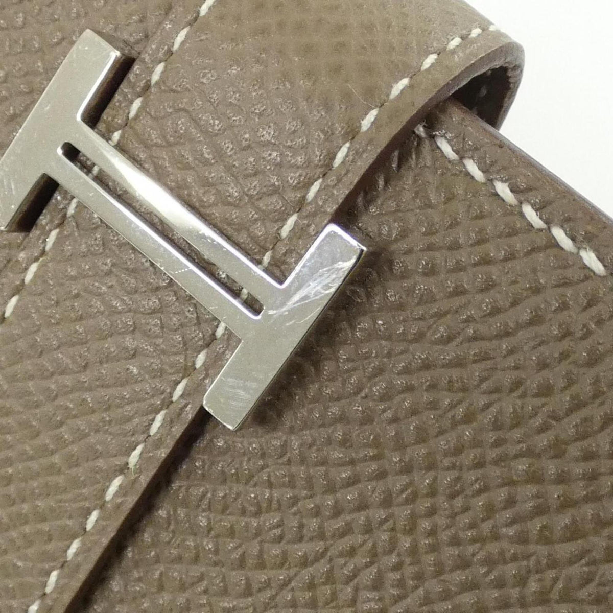 Hermes Bearn Etoupe Gray Epsom Leather Long Wallet (Bi-Fold) (Pre-Owned)