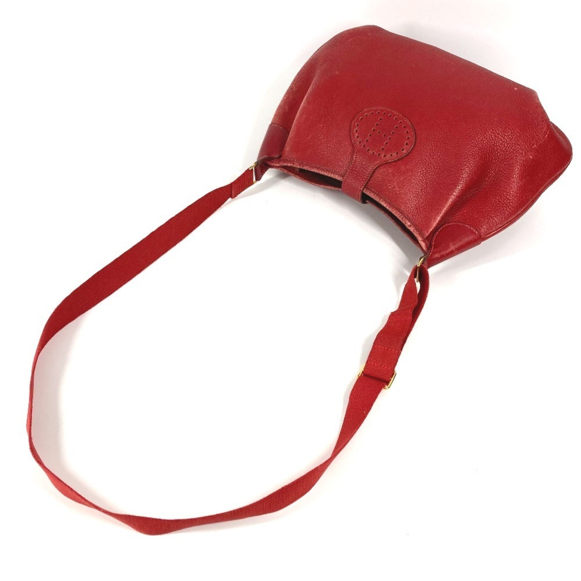 Hermes Red Color Leather Pochette Shoulder Bag (Pre-Owned)