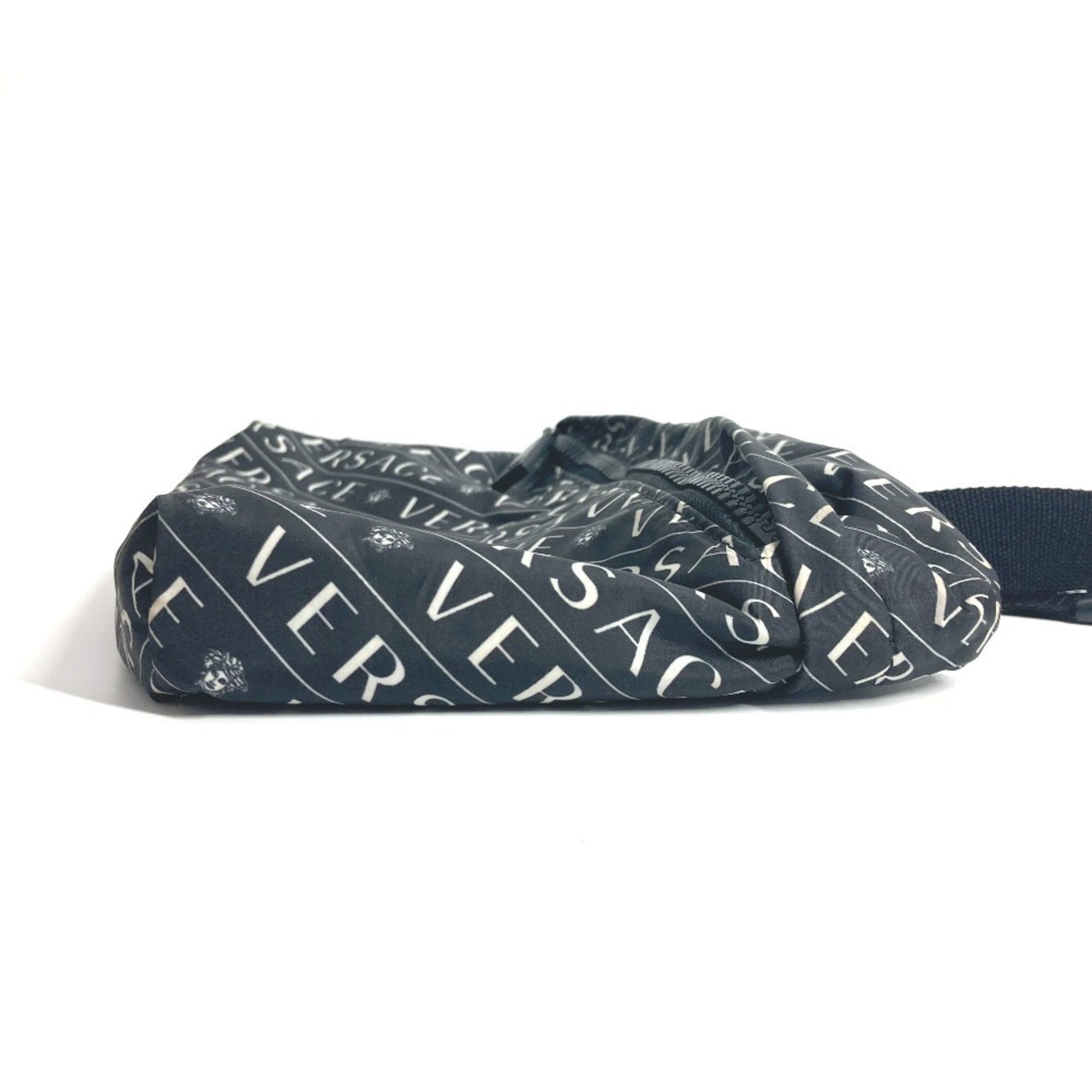 Versace Black White Nylon Fanny Pack Sling Bag (Pre-Owned)
