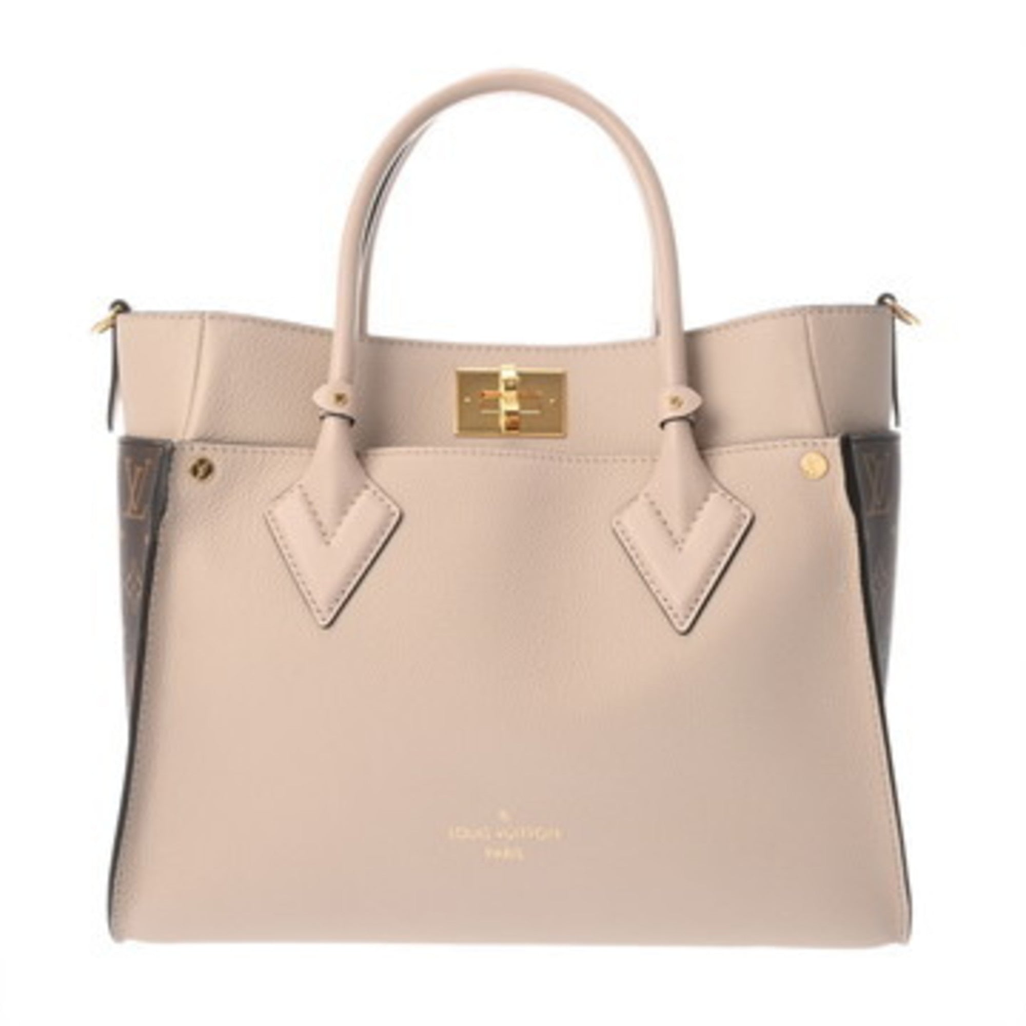 Louis Vuitton Brown Grayish Monogram Canvas Leather Handbag Tote Bag (Pre-Owned)