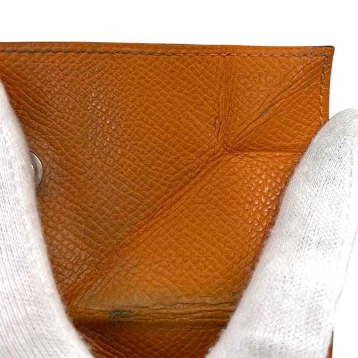 Hermes Orange Leather Epsom Leather Coin Purse/Coin Case (Pre-Owned)