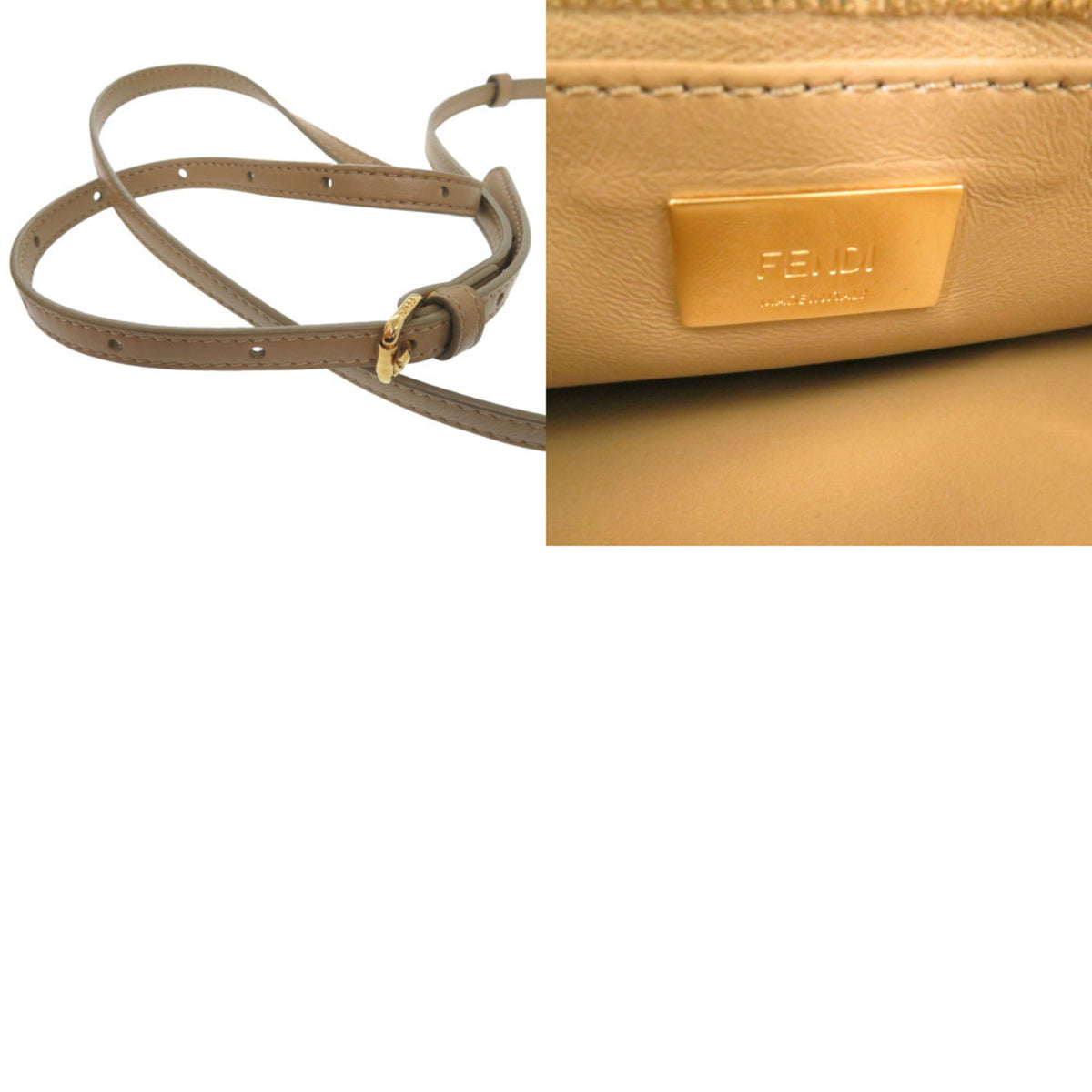 Fendi Beige Leather Fur Handbag (Pre-Owned)