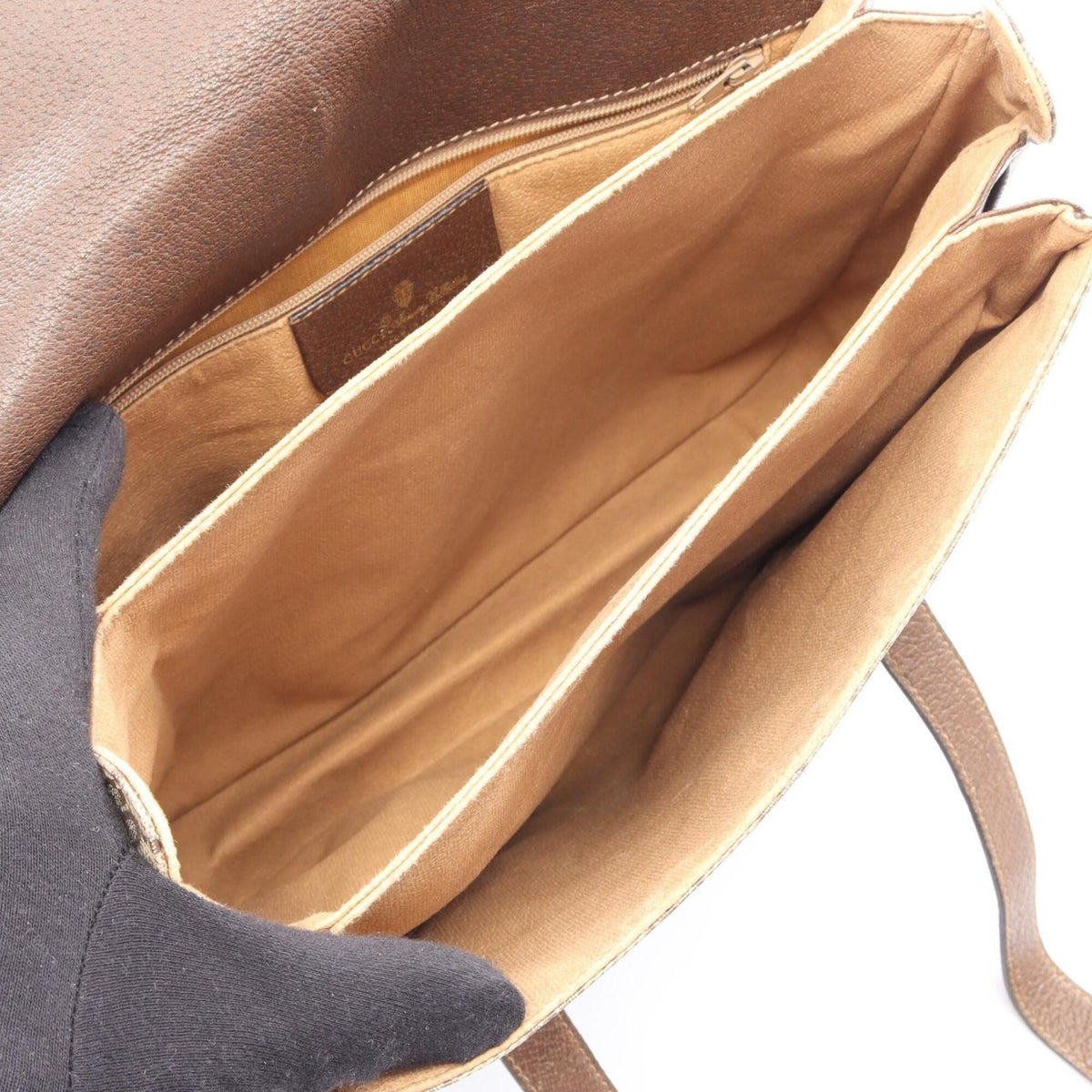 Gucci Beige Brown Gg Supreme Leather Handbag (Pre-Owned)