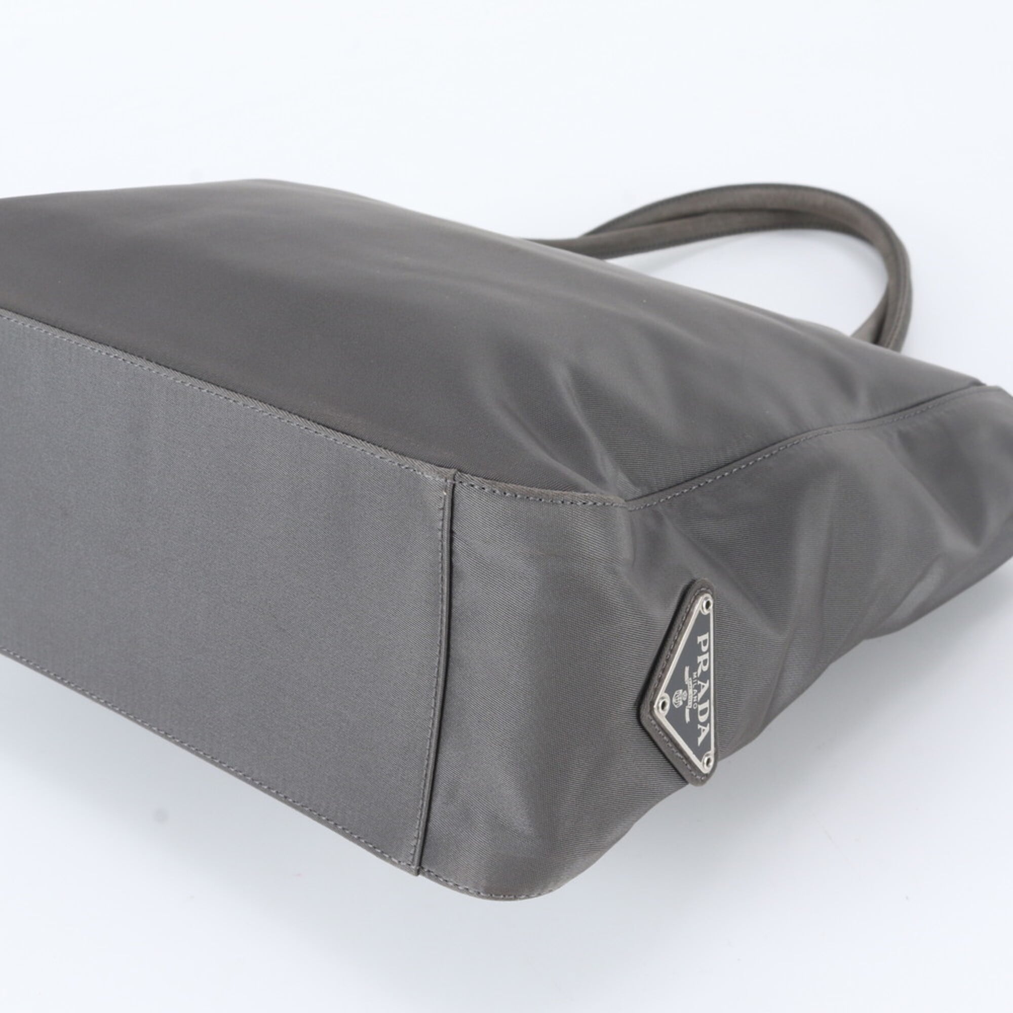 Prada Gray Nylon Handbag Tote Bag (Pre-Owned)