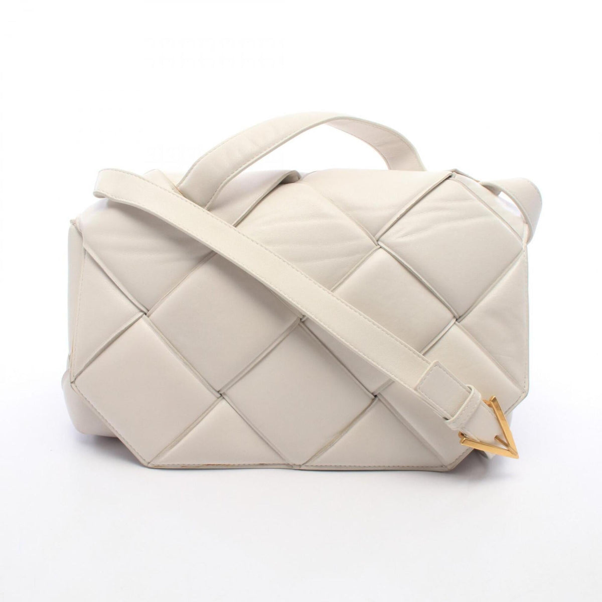 Bottega Veneta White Leather Handbag Shoulder Bag (Pre-Owned)