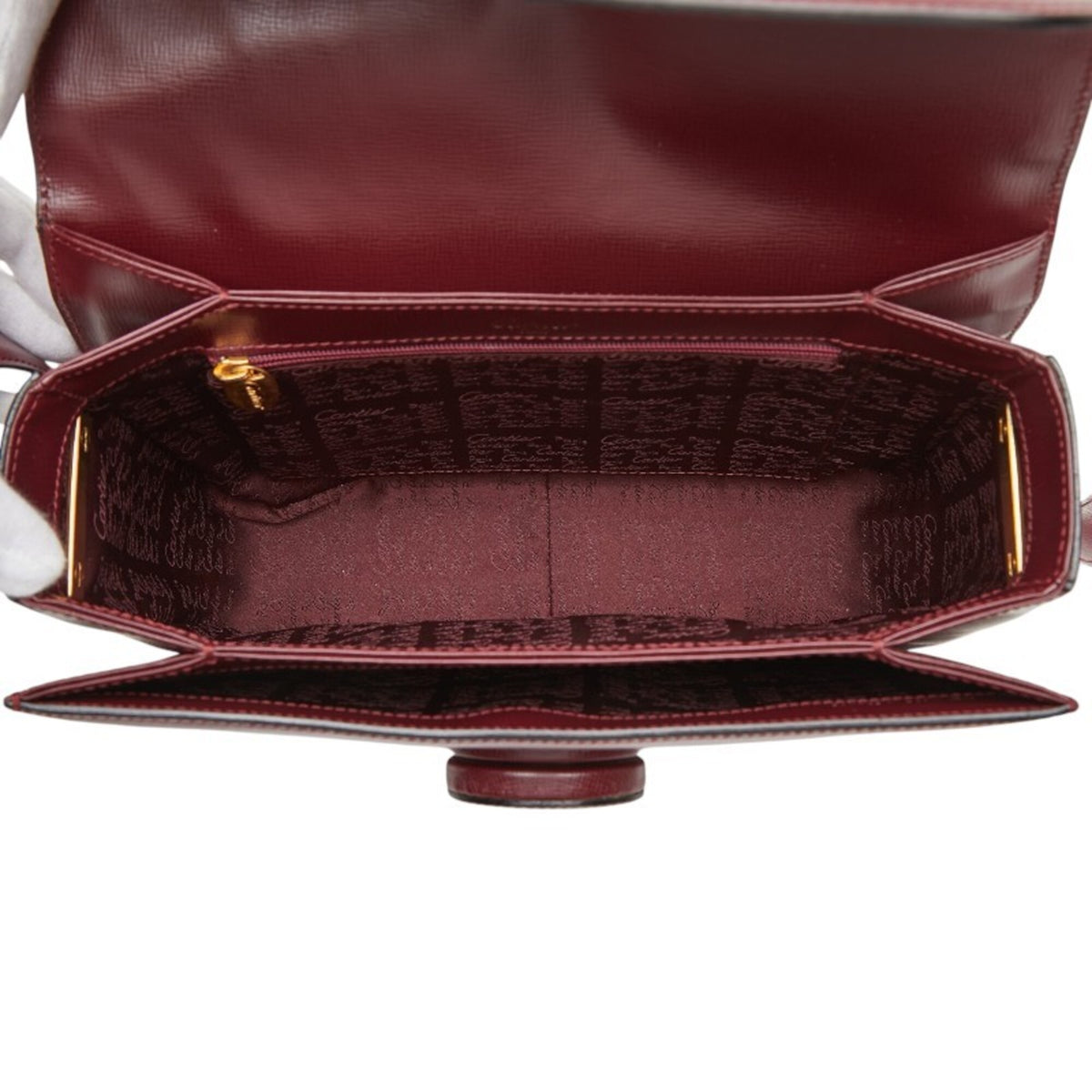 Cartier Bordeaux Wine Red Leather Shoulder Bag (Pre-Owned)