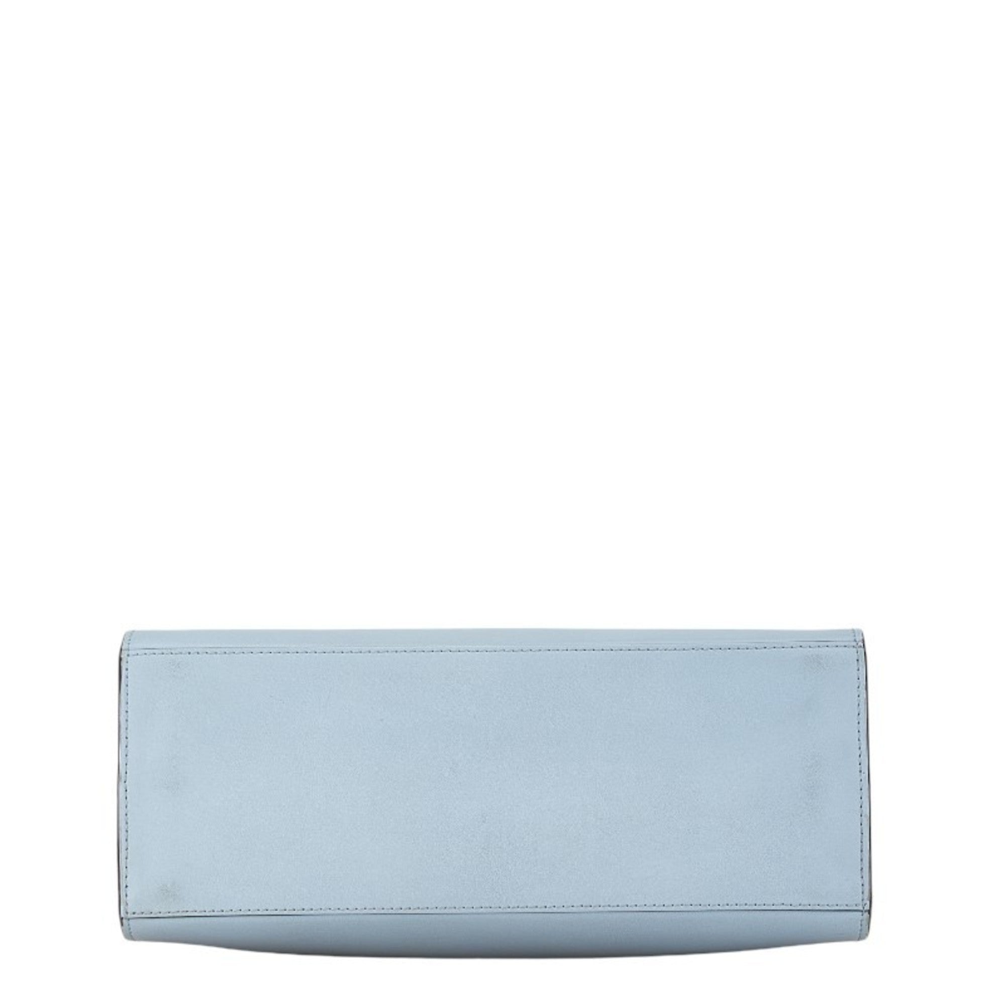Furla Light Blue White Leather Handbag Shoulder Bag (Pre-Owned)