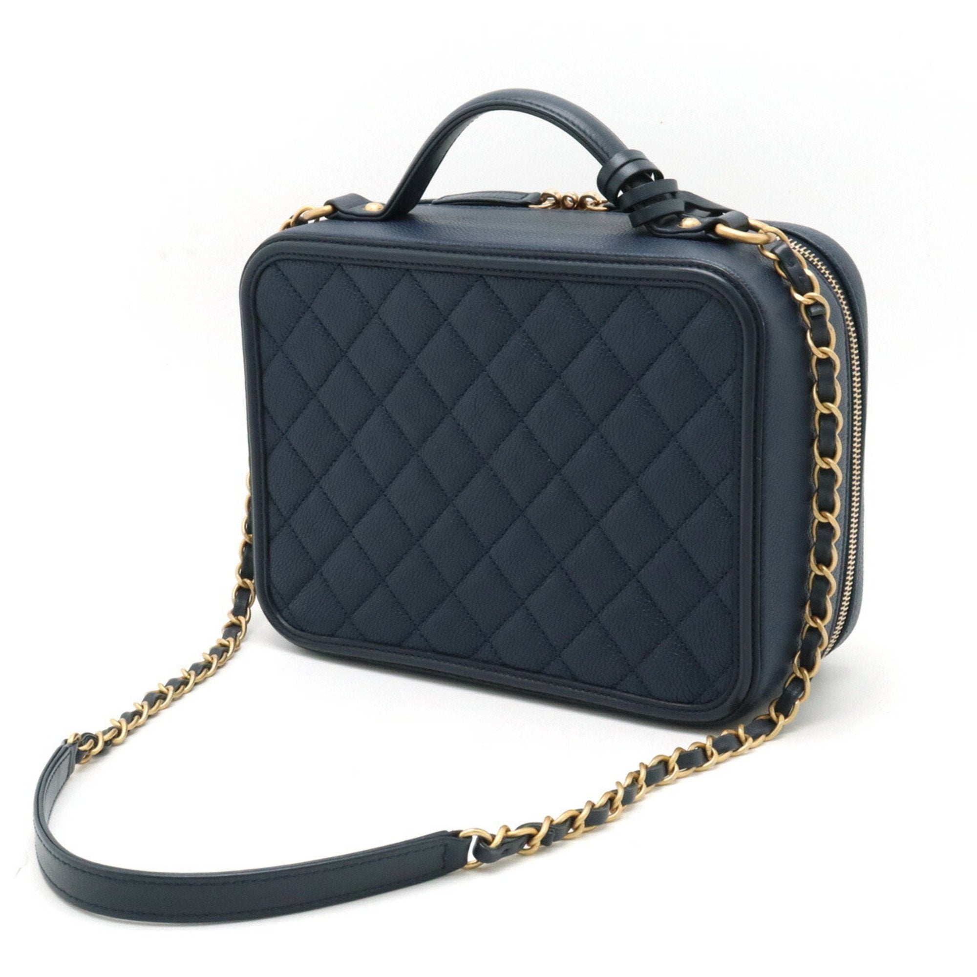 Chanel Navy Caviar Leather Handbag (Pre-Owned)