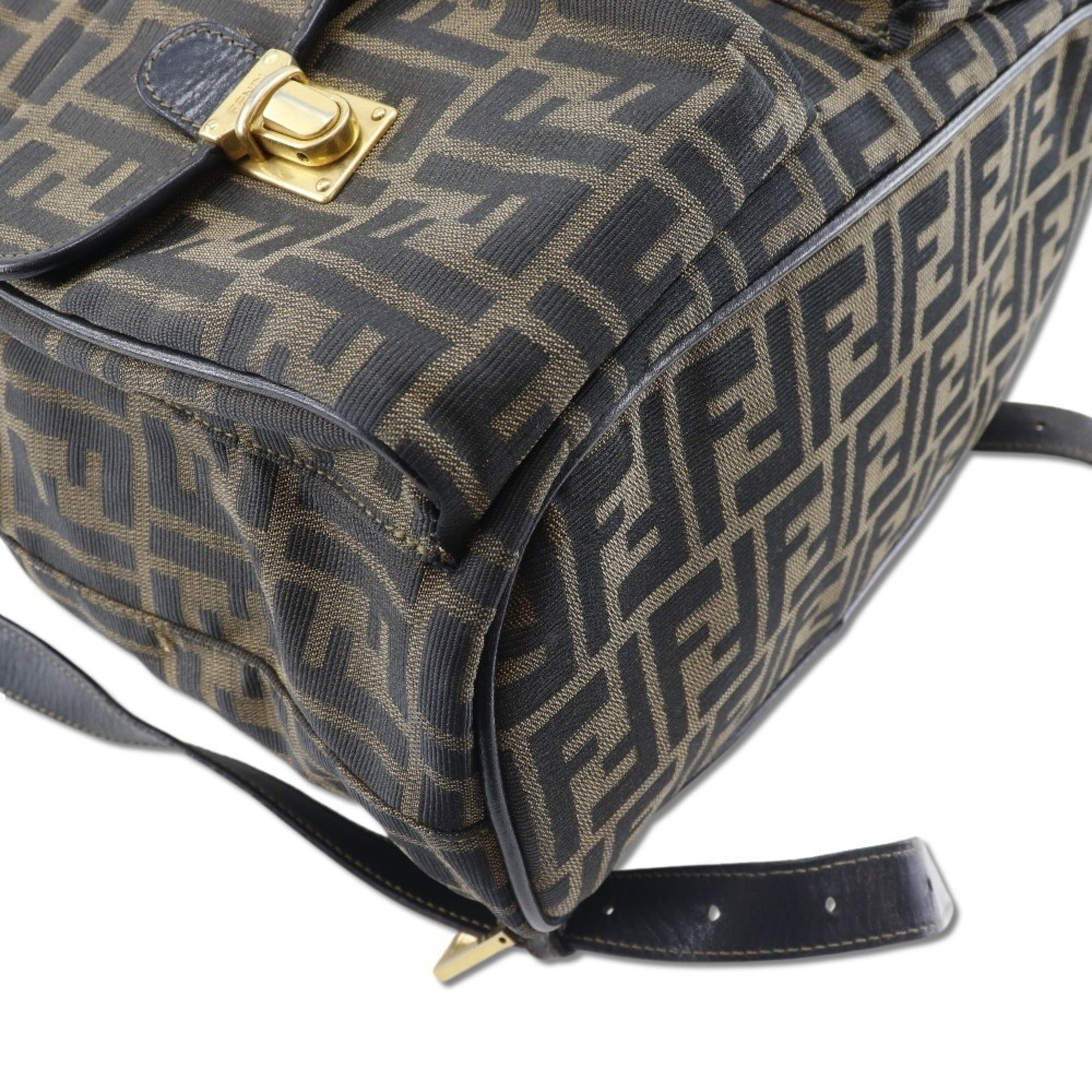 Fendi Brown Canvas Leather Backpack (Pre-Owned)