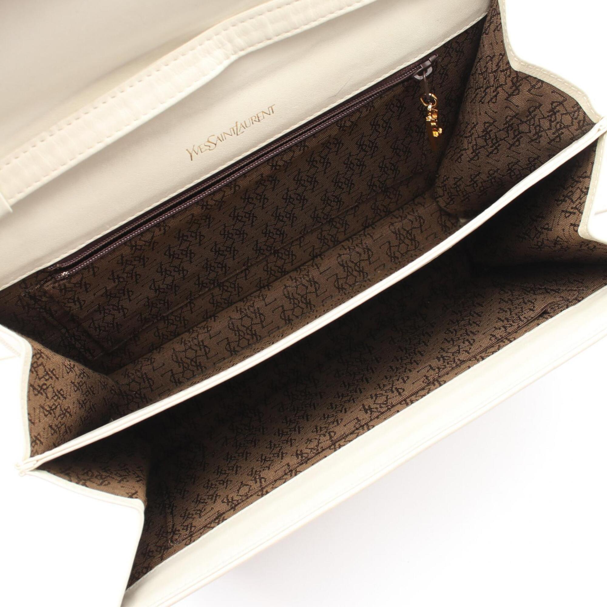 Yves Saint Laurent White Leather Handbag Shoulder Bag (Pre-Owned)