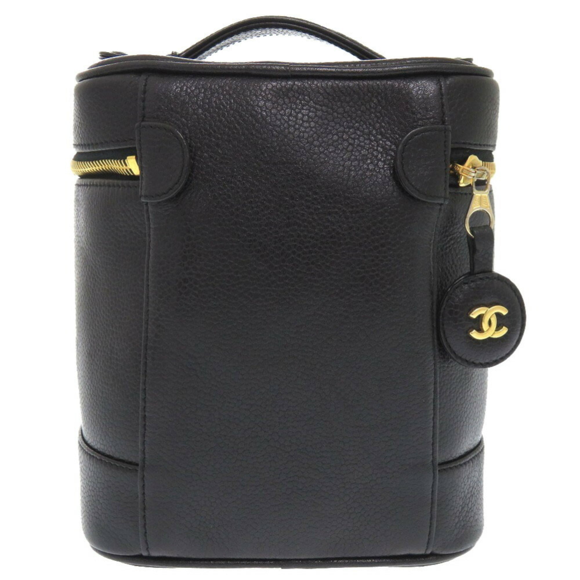 Chanel Black Grained Calfskin Handbag Vanity Bag (Pre-Owned)