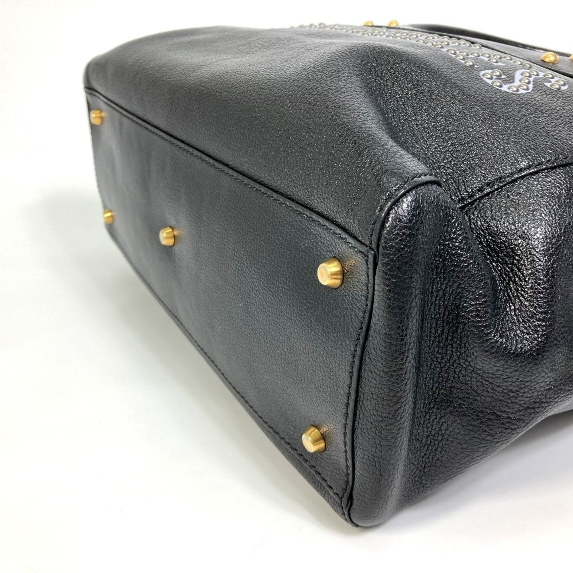 Christian Dior Black Leather Shoulder Bag Tote Bag (Pre-Owned)