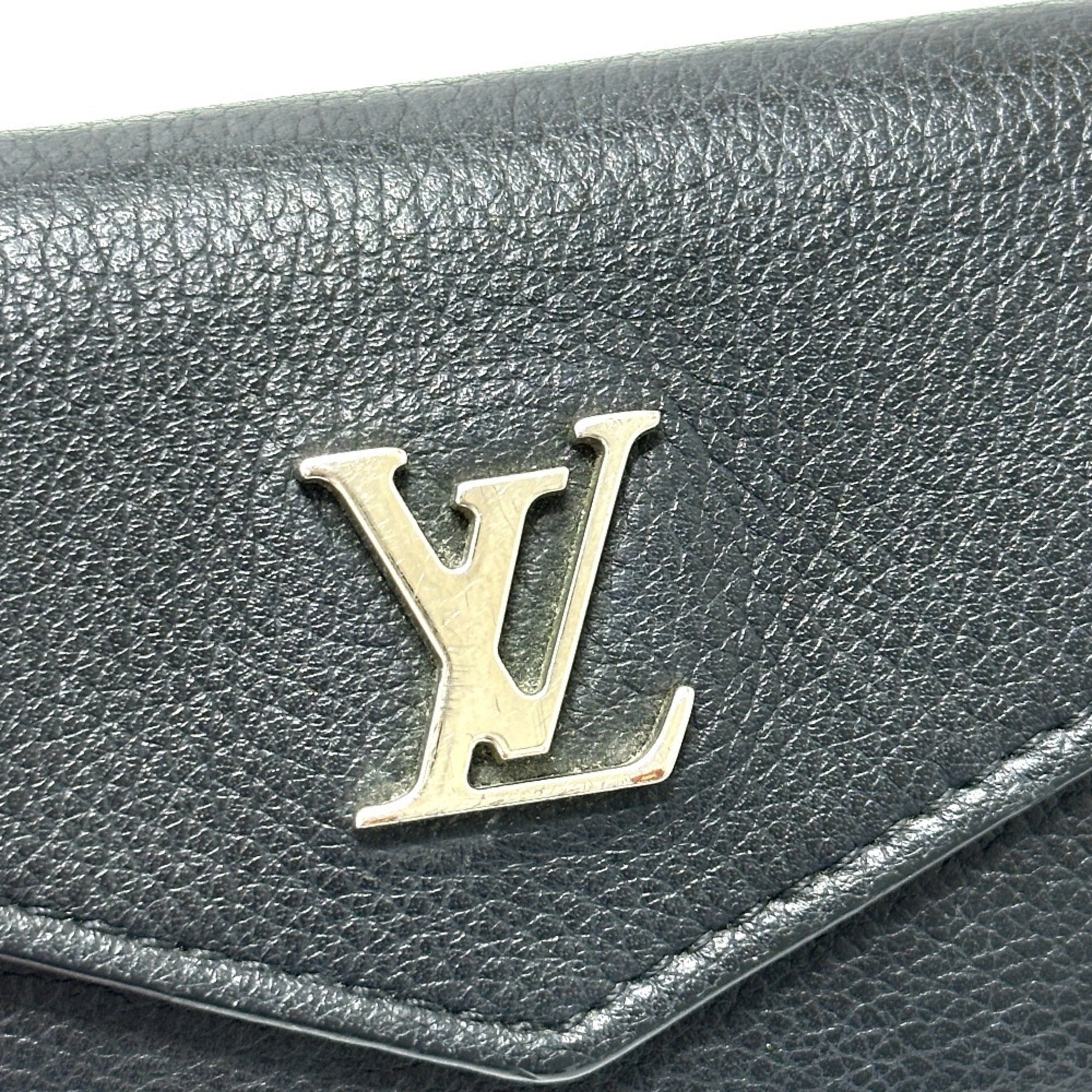 Louis Vuitton Black Leather Wallet (Tri-Fold) (Pre-Owned)