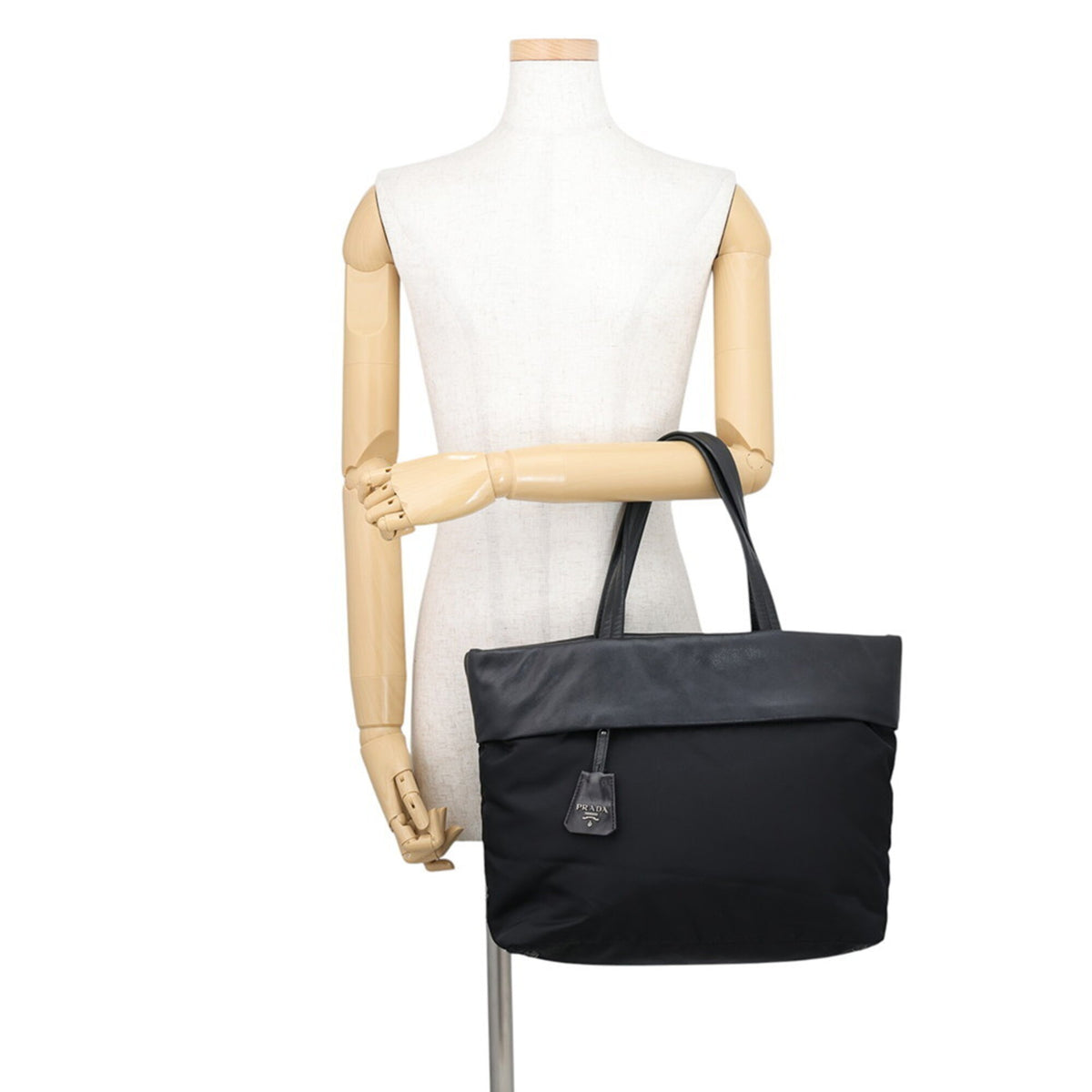 Prada Black Nylon Leather Tote Bag (Pre-Owned)