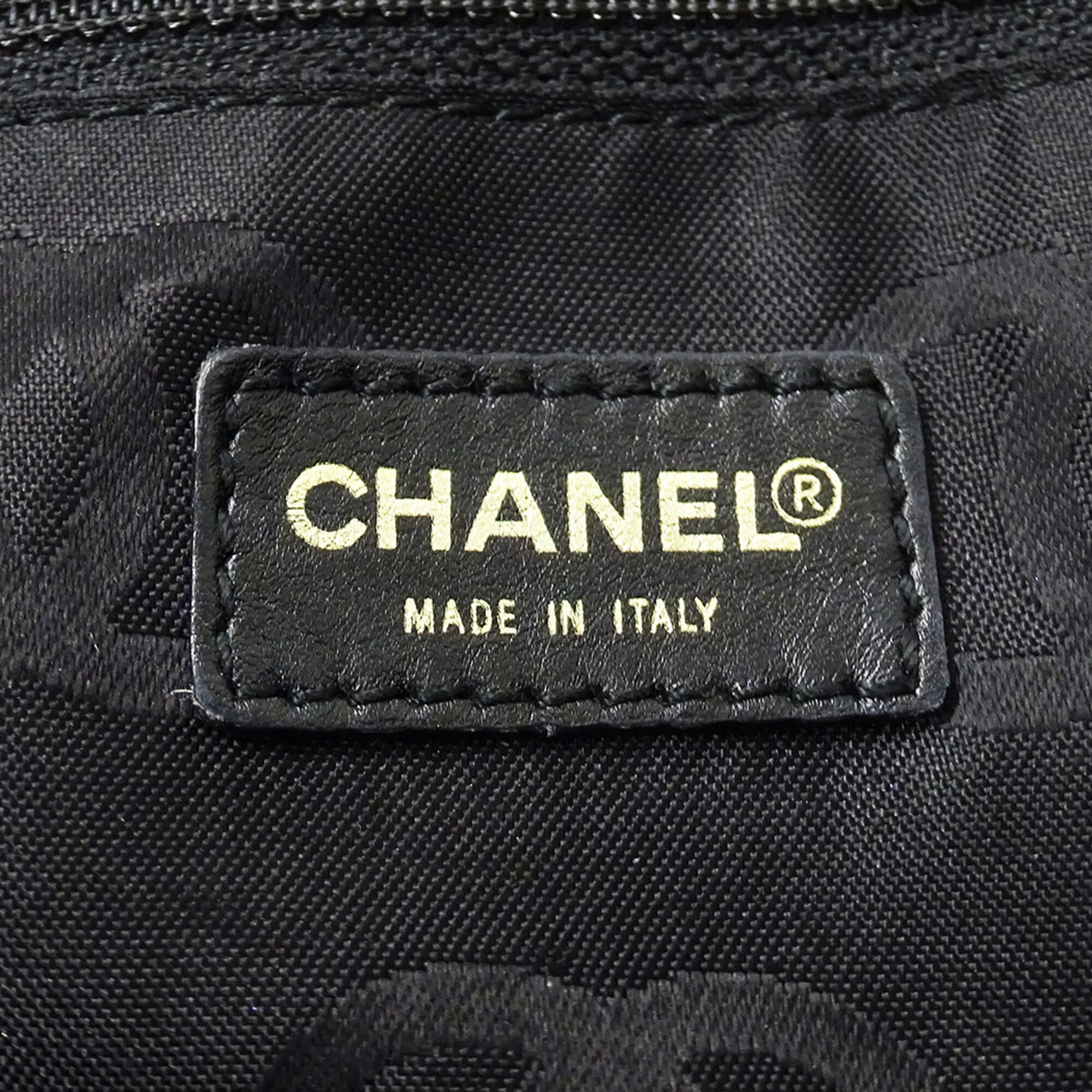 Chanel Wild Stitch Black Leather Handbag Tote Bag (Pre-Owned)