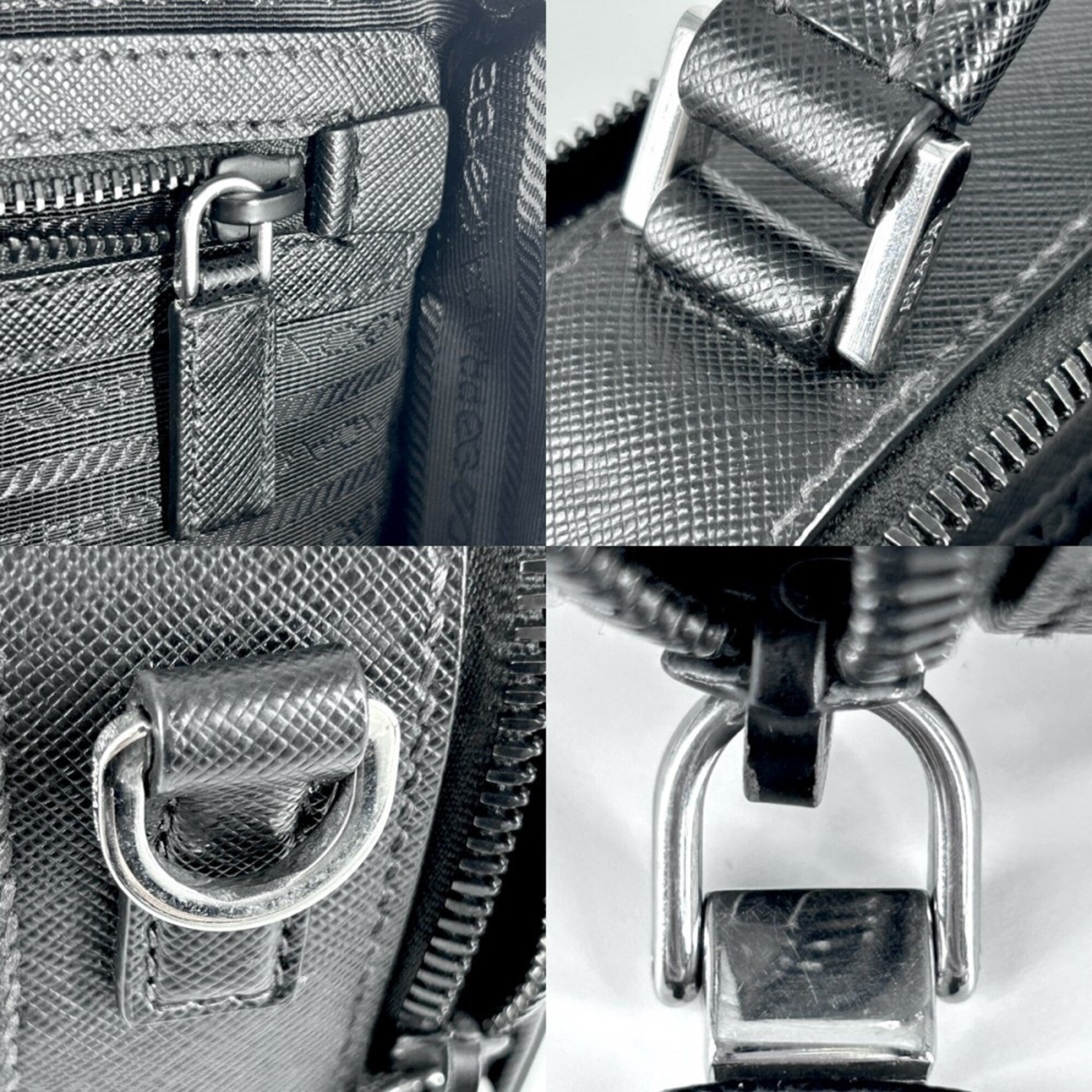 Prada Black Nylon Leather Handbag Shoulder Bag (Pre-Owned)