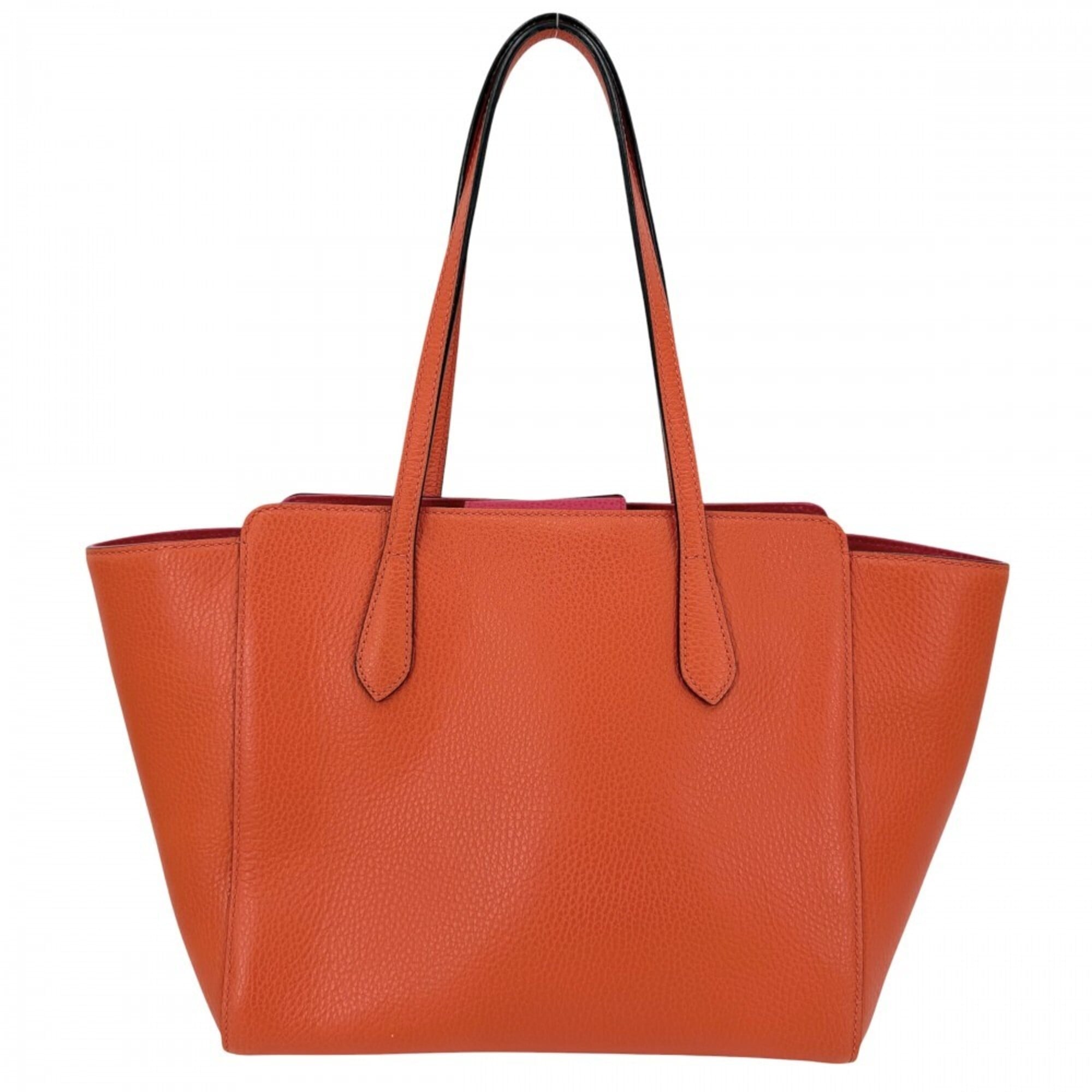 Gucci Orange Pink Leather Handbag Tote Bag (Pre-Owned)