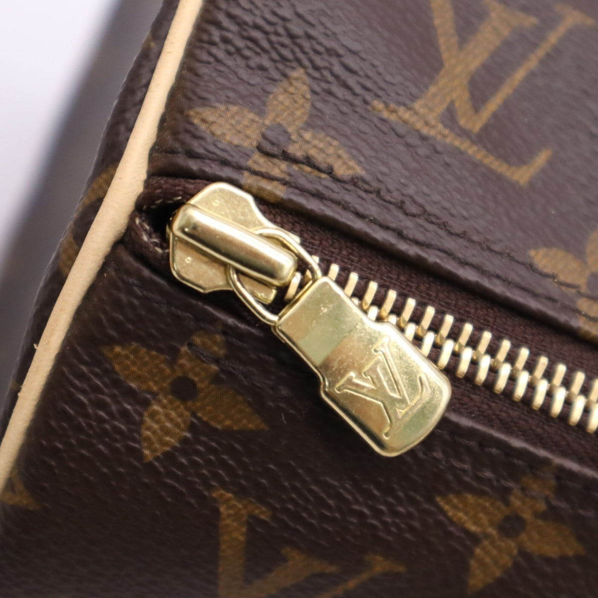 Louis Vuitton Monogram Beige Brown Coated Canvas Leather Handbag (Pre-Owned)