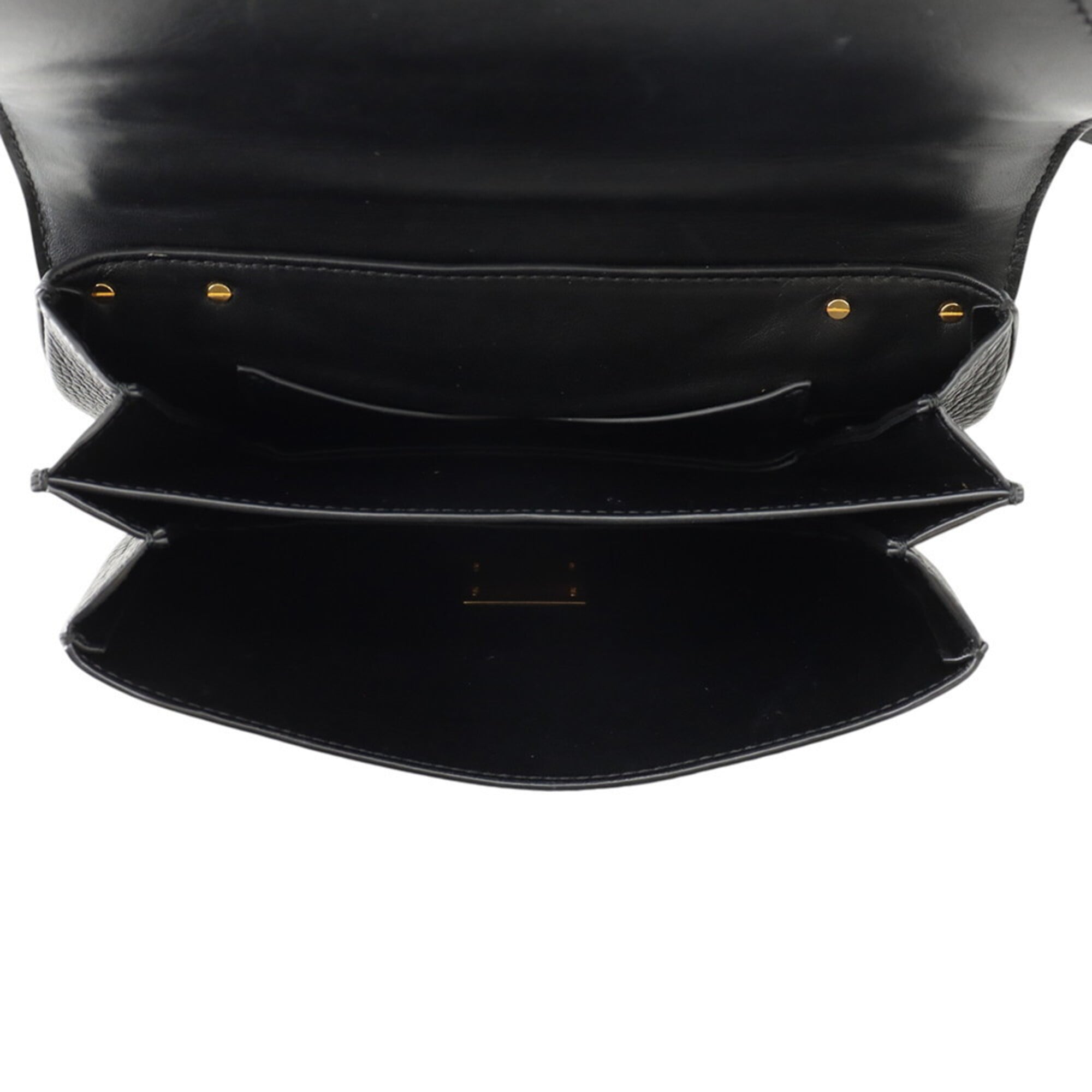Bottega Veneta Black Leather Handbag Shoulder Bag (Pre-Owned)